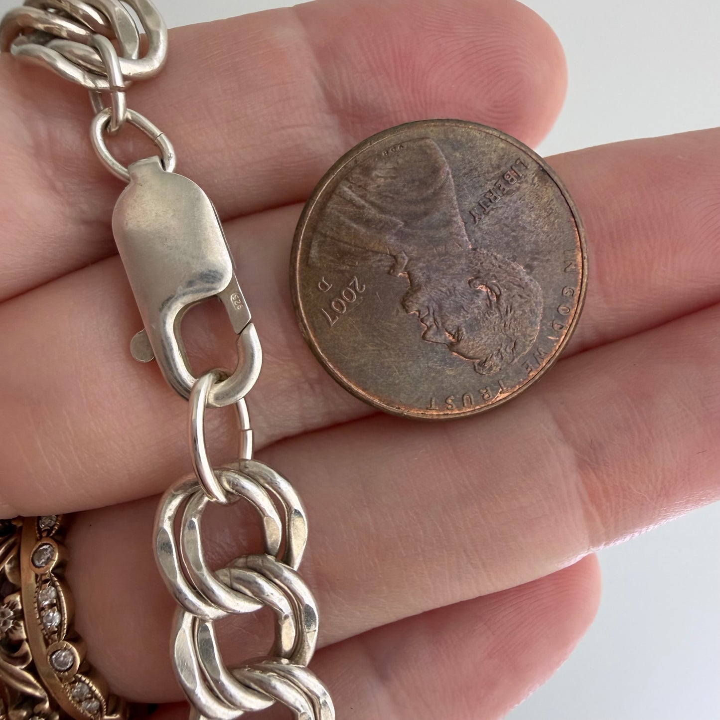 V I N T A G E // the start of something wonderful / sterling silver double curb chain wide flat necklace / 20", 52.9g