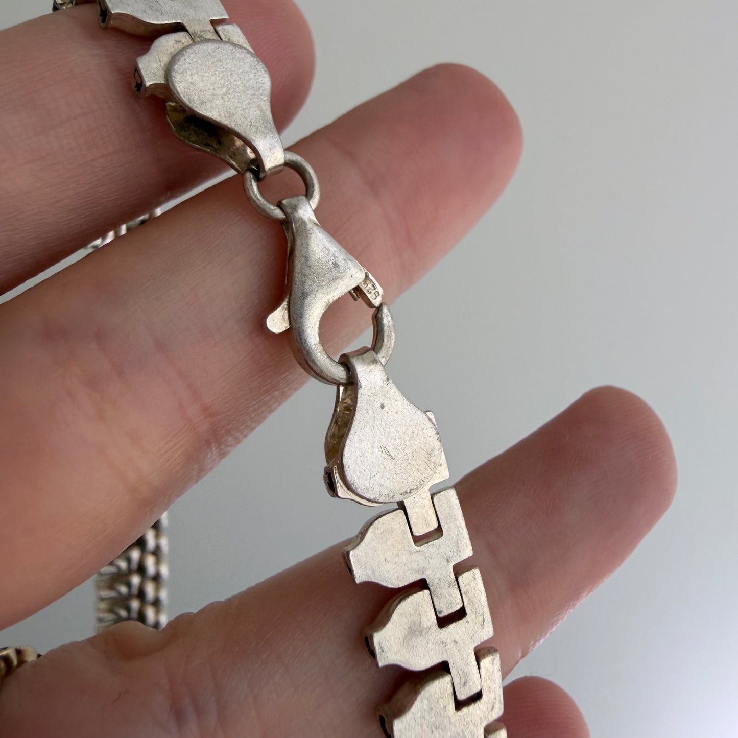 V I N T A G E // like Cleopatra / sterling silver paneled fringe collar necklace / 17", 34.6g