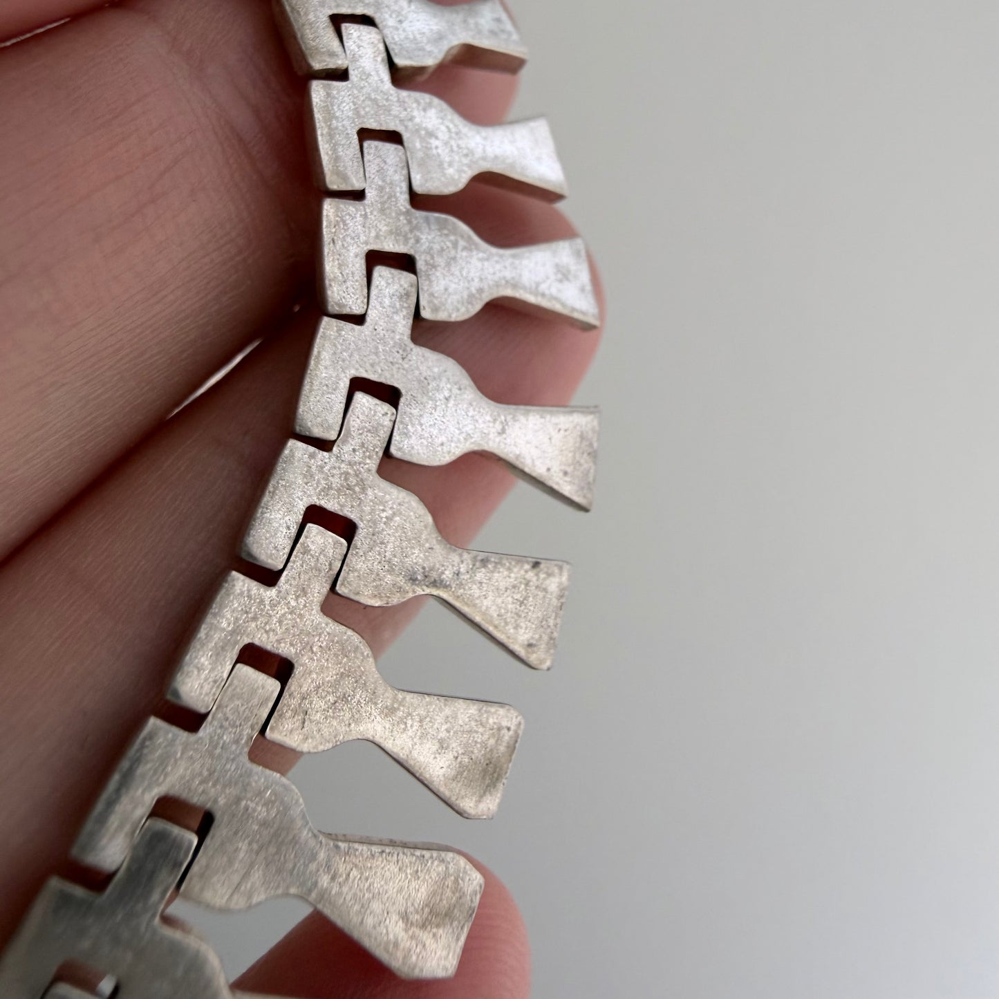 V I N T A G E // like Cleopatra / sterling silver paneled fringe collar necklace / 17", 34.6g