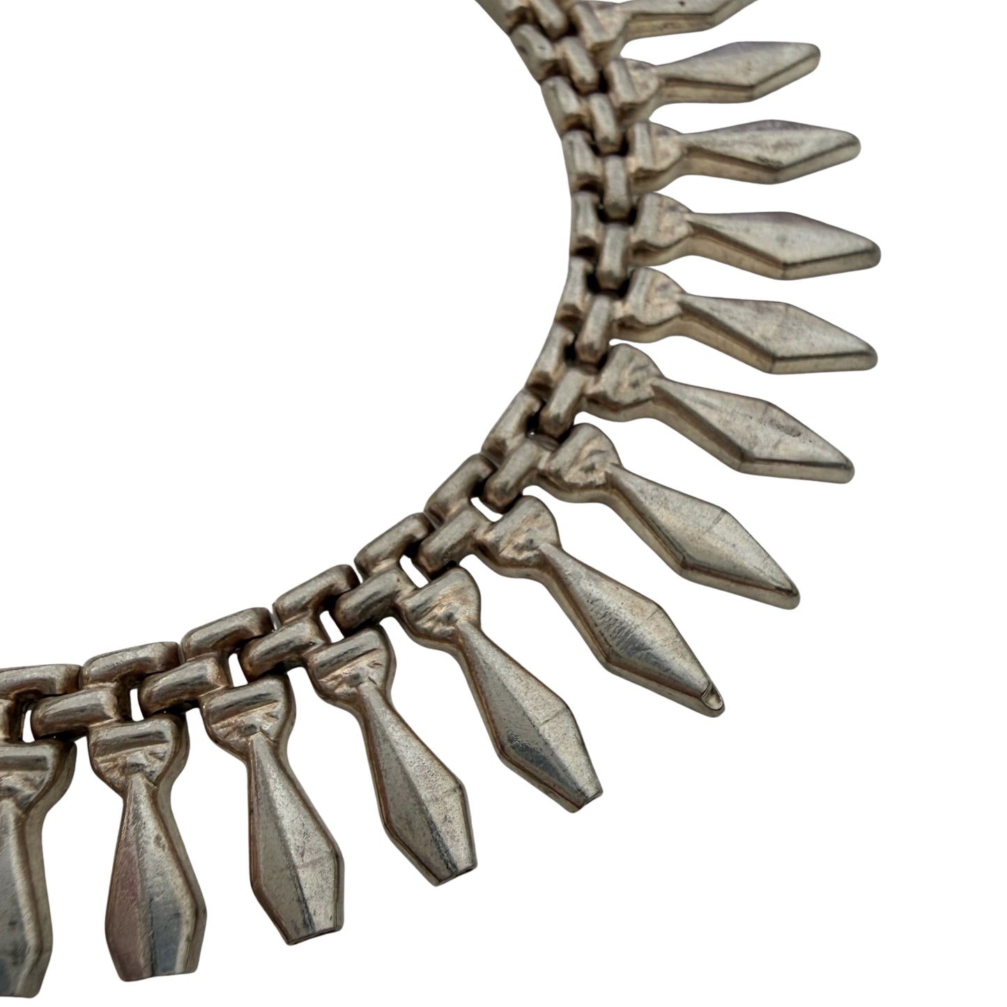 V I N T A G E // like Cleopatra / sterling silver paneled fringe collar necklace / 17", 34.6g