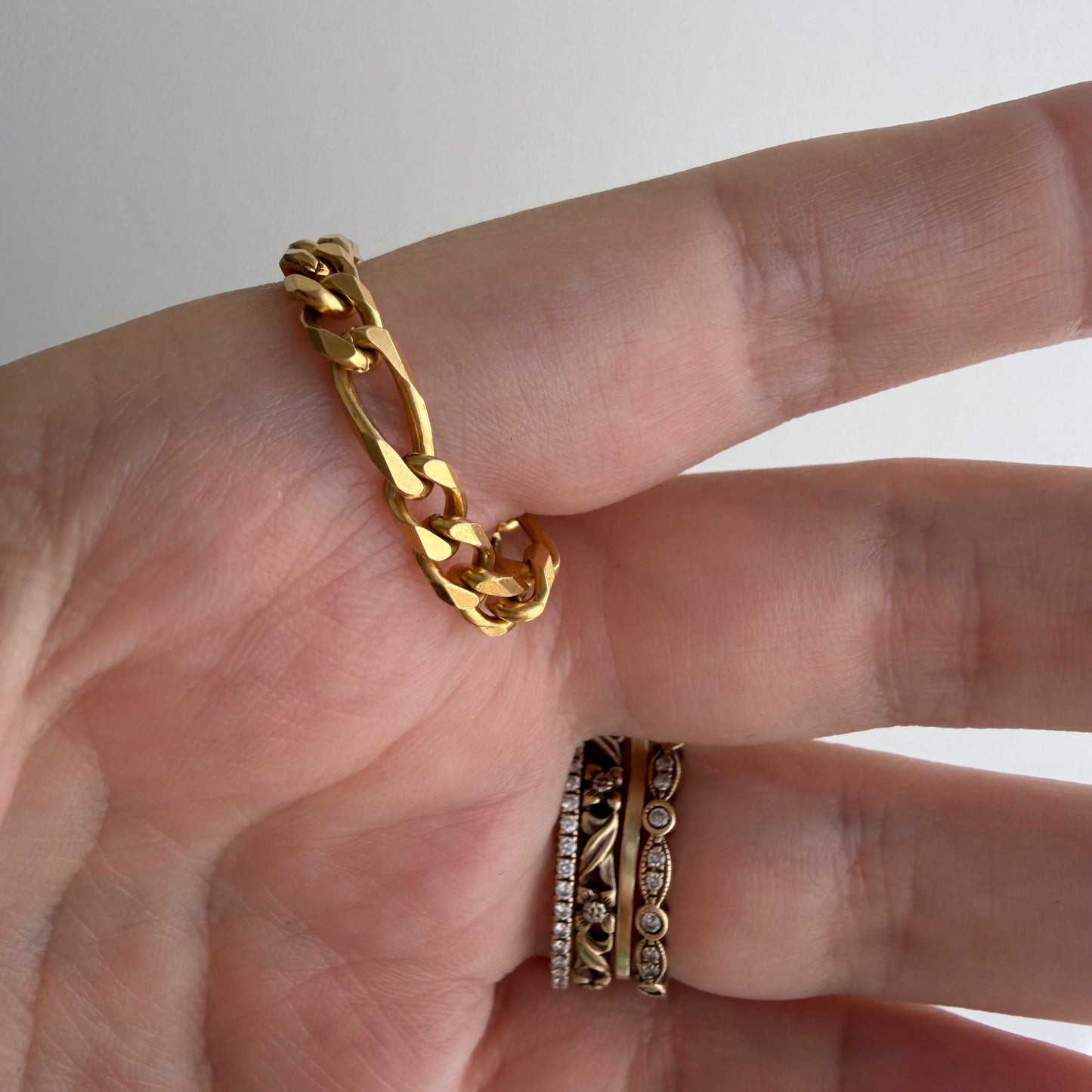 reimagined V I N T A G E // 14k flexible figaro link chain ring / size 10