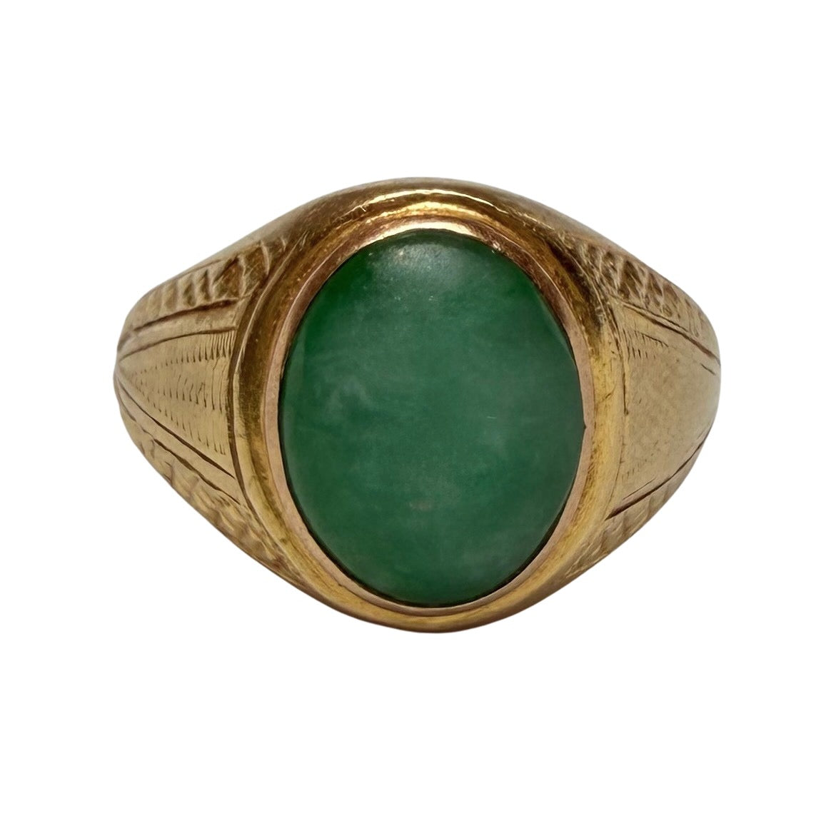 V I N T A G E // emerald eye / 14k + emerald cabochon / size 5