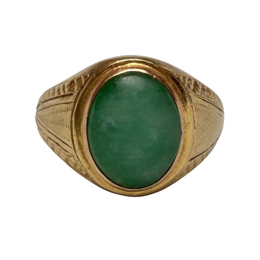 V I N T A G E // emerald eye / 14k + emerald cabochon / size 5