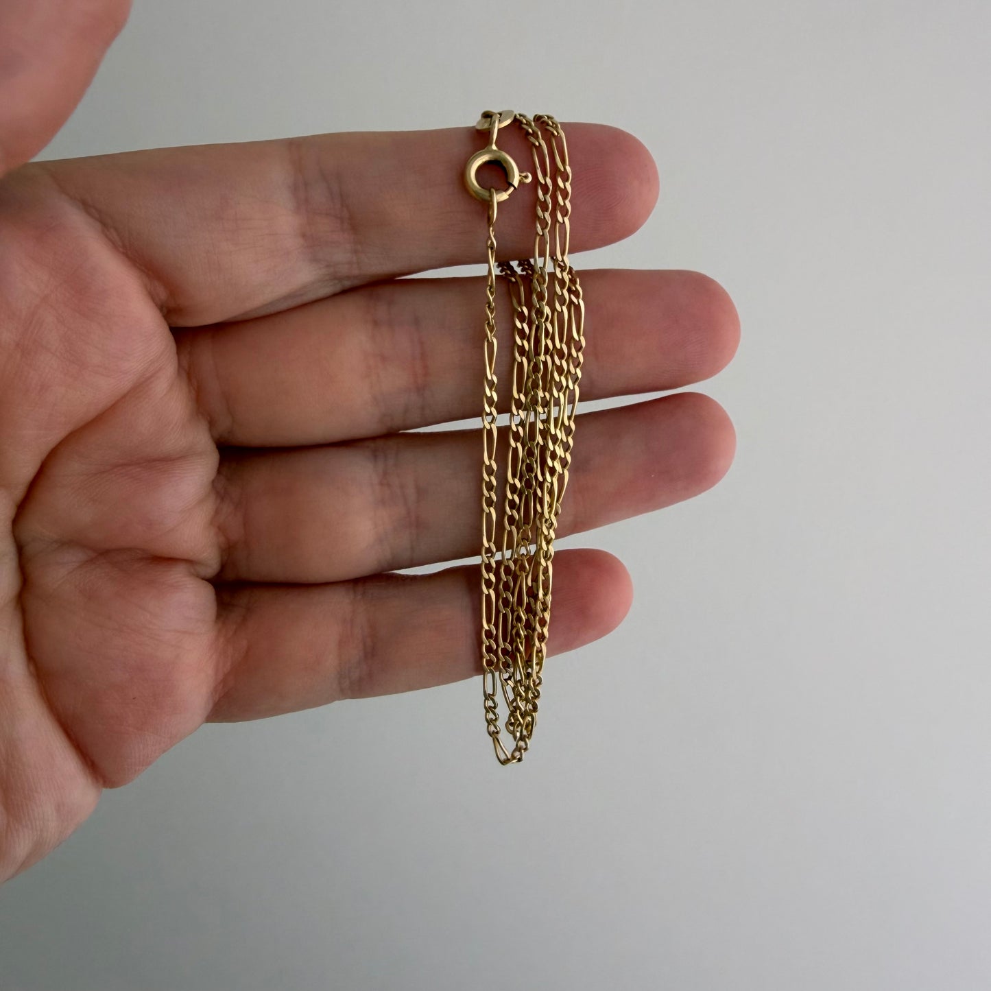 V I N T A G E // everyday figaro / 14k yellow gold dainty figaro link chain necklace / 19.25", 3.2g
