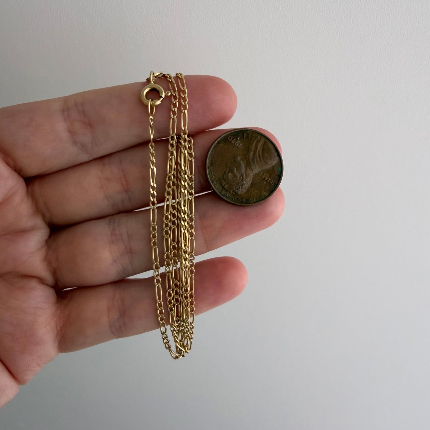 V I N T A G E // everyday figaro / 14k yellow gold dainty figaro link chain necklace / 19.25", 3.2g