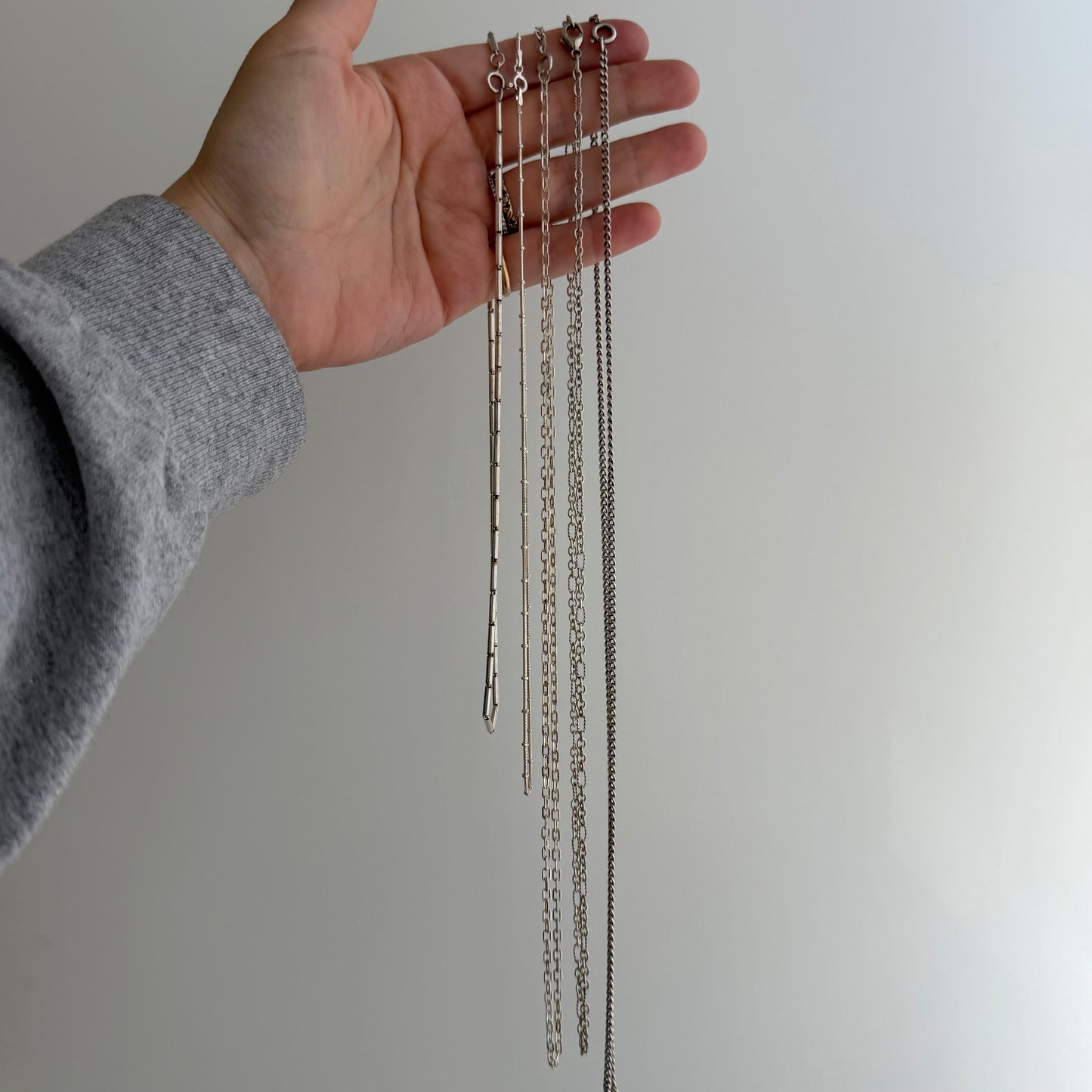 LIKE A LIVE // sterling silver pendant chains / baht / curb / snake / biker cable / trombone