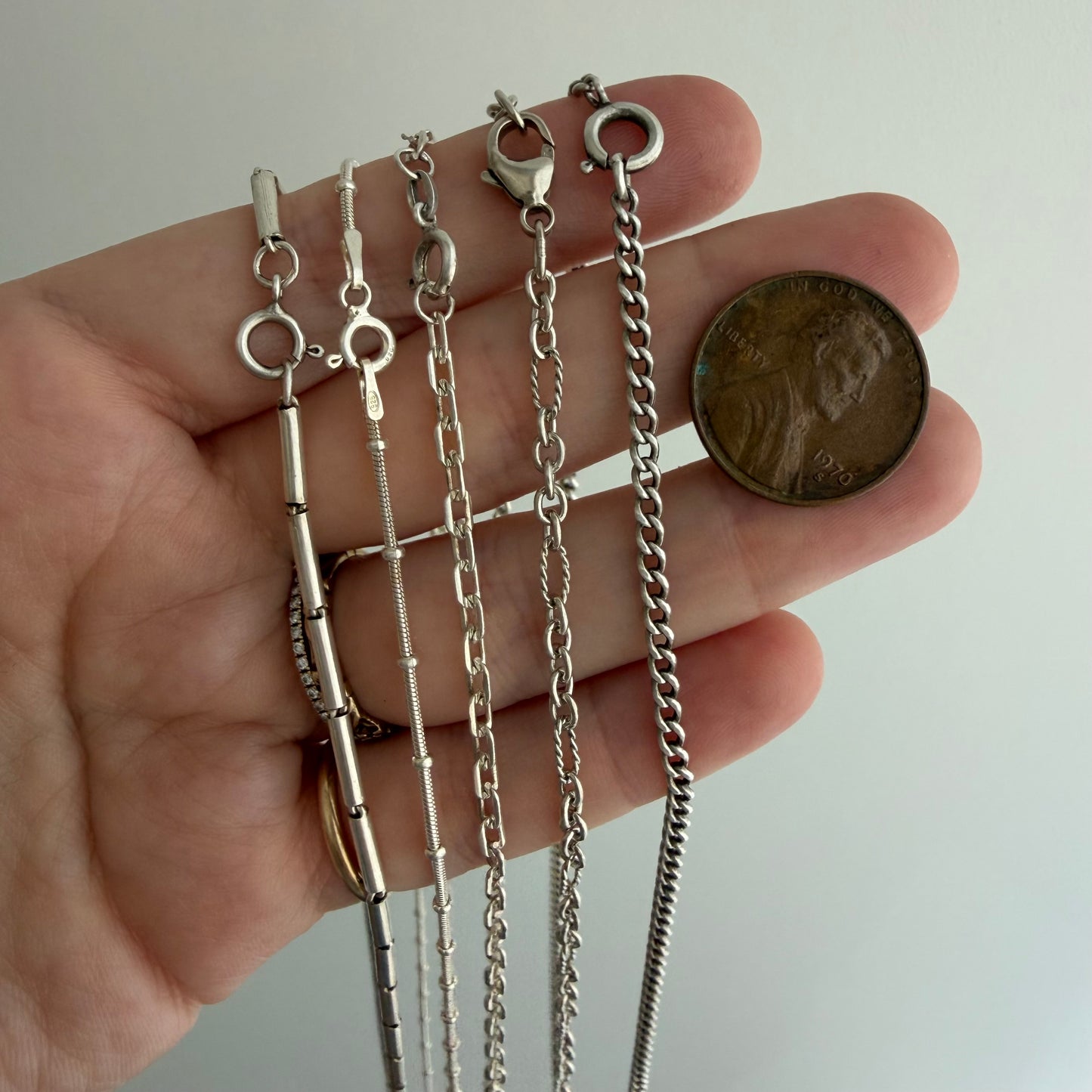 LIKE A LIVE // sterling silver pendant chains / baht / curb / snake / biker cable / trombone