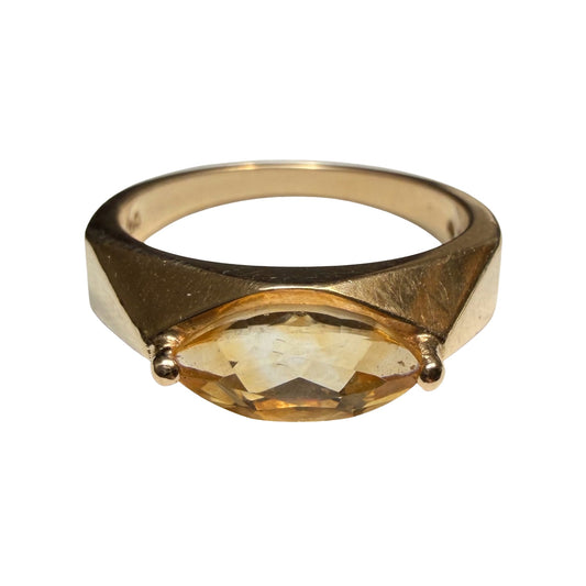 E S T A T E // citrine eye / modernist geometric east west citrine solitaire stacking ring / size 6