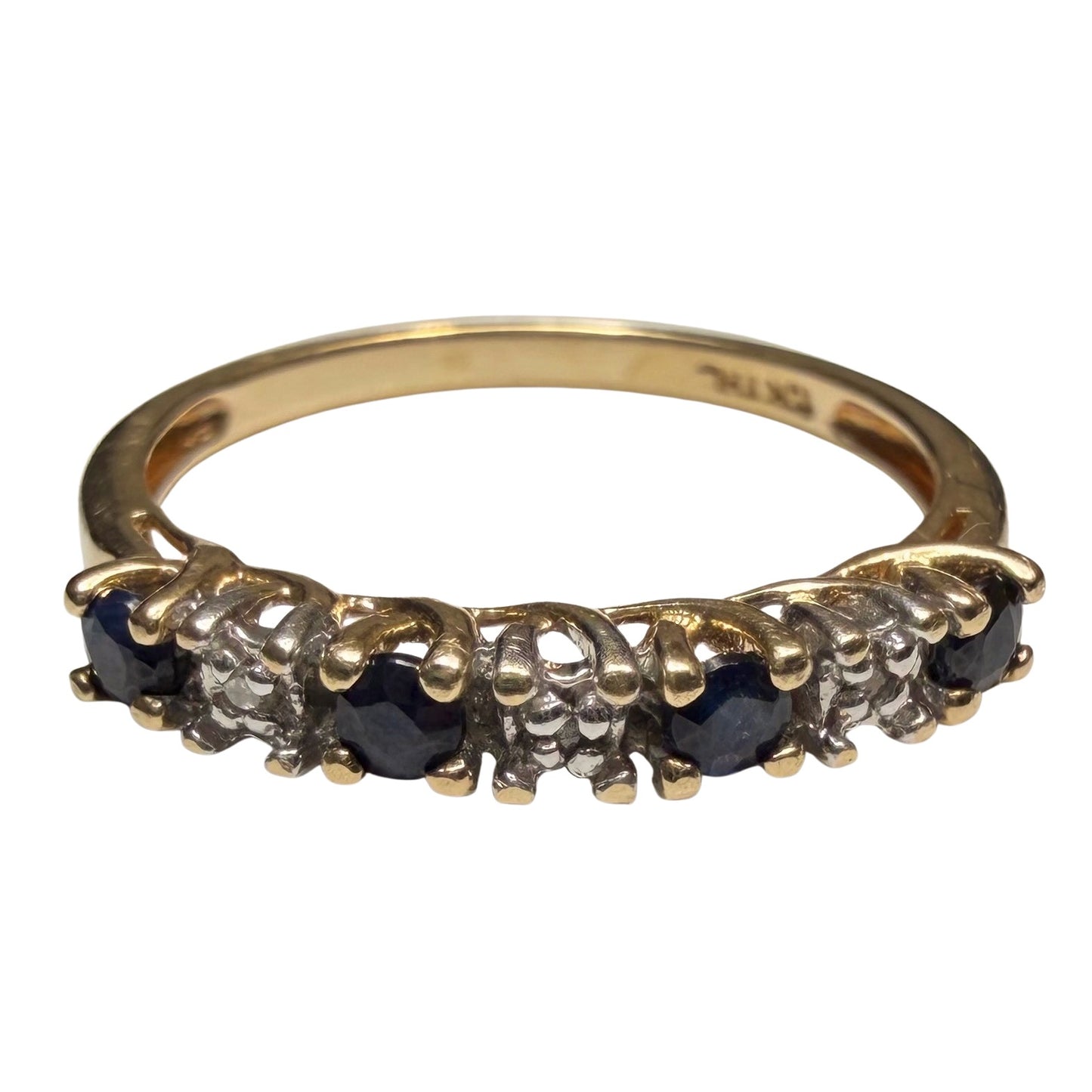 V I N T A G E // topaz hopscotch / 10k half eternity band with topaz and diamonds / size 6.75