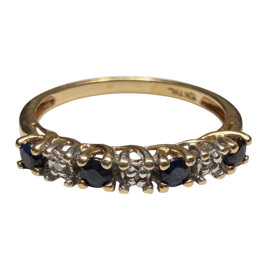 V I N T A G E // topaz hopscotch / 10k half eternity band with topaz and diamonds / size 6.75