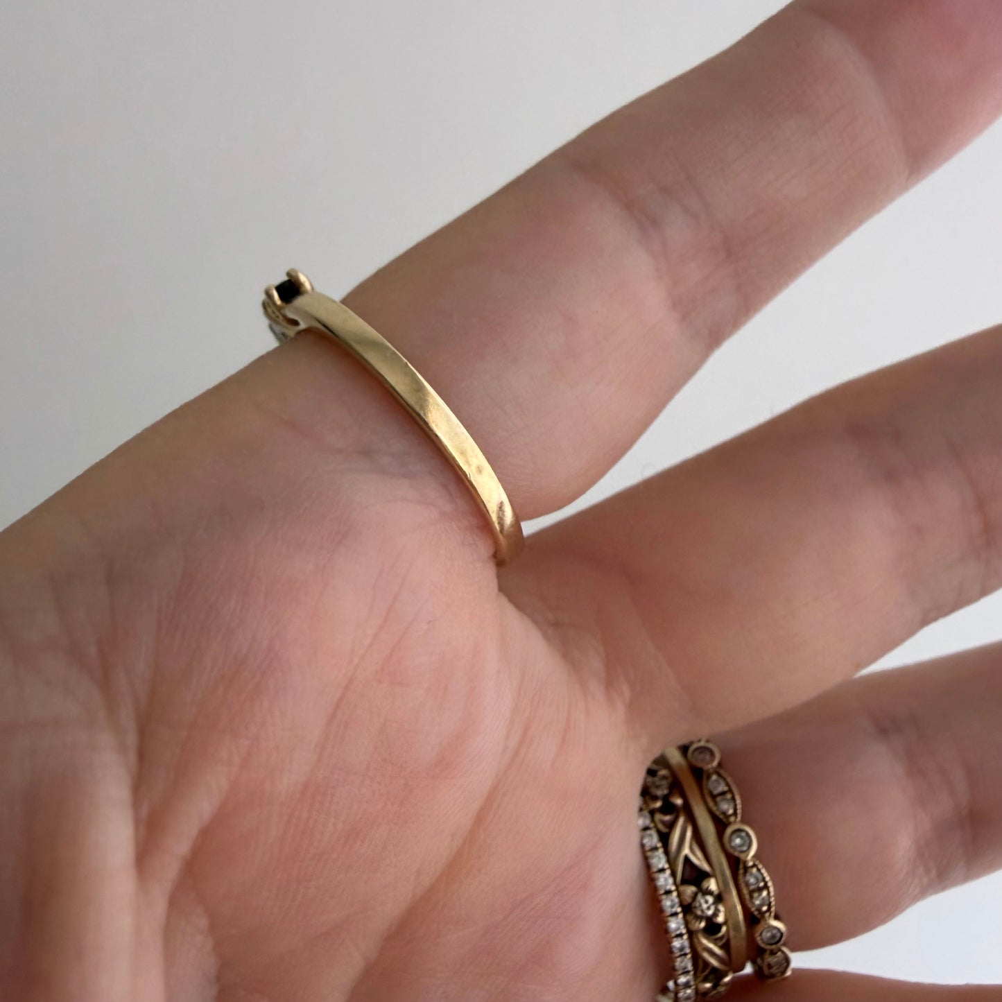 V I N T A G E // topaz hopscotch / 10k half eternity band with topaz and diamonds / size 6.75