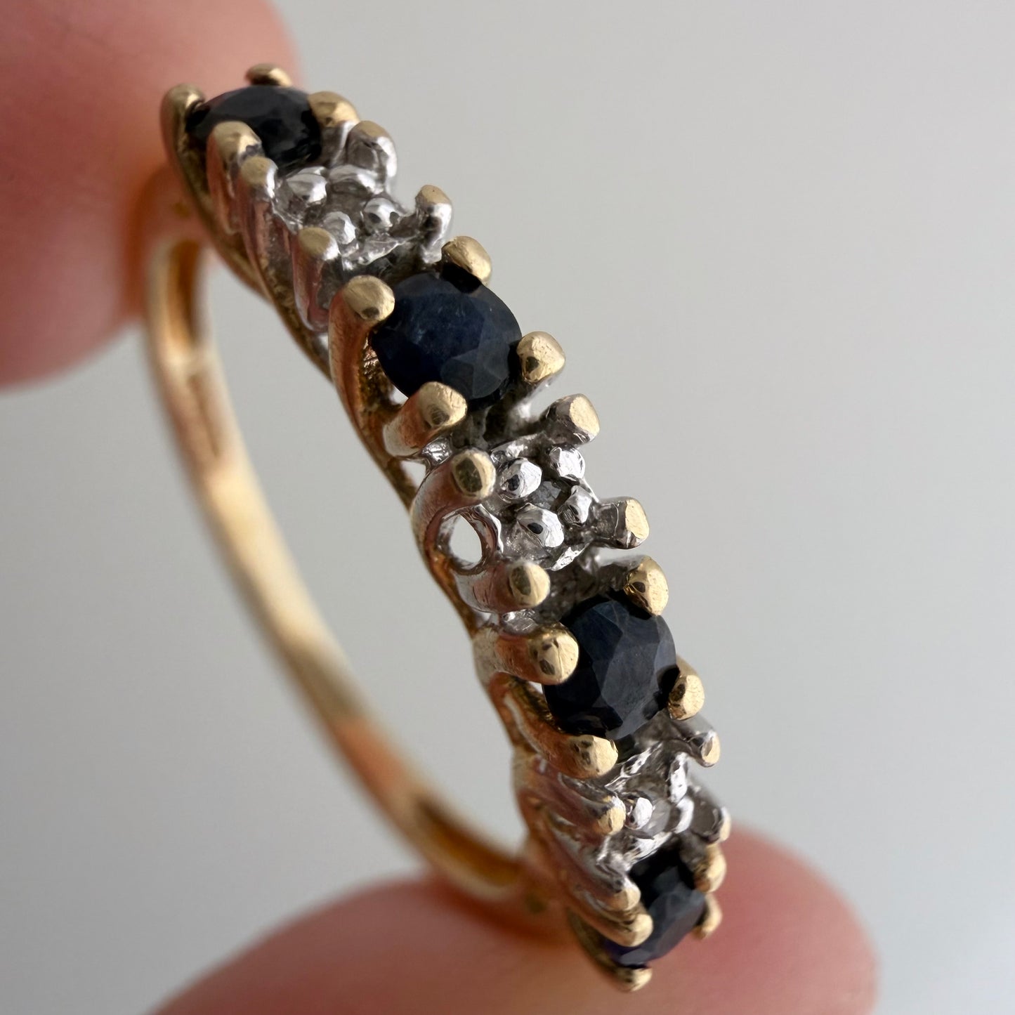 V I N T A G E // topaz hopscotch / 10k half eternity band with topaz and diamonds / size 6.75