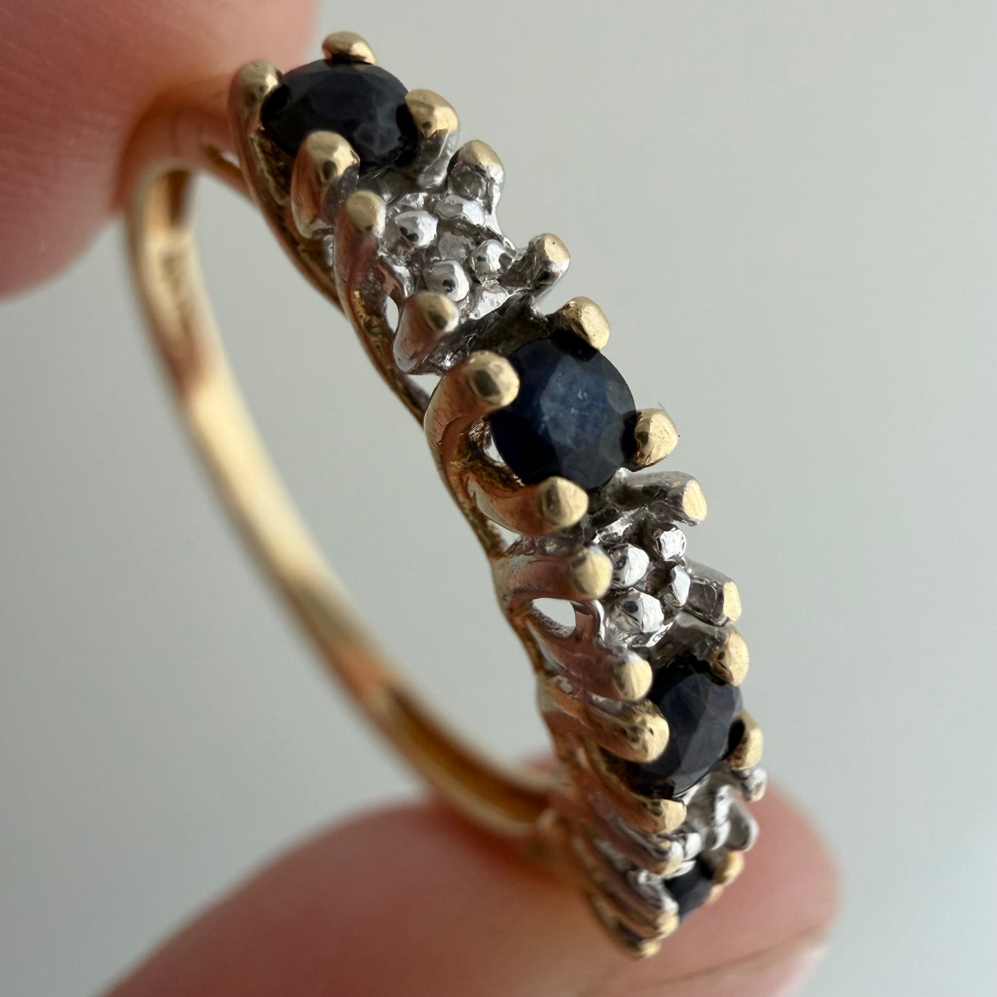 V I N T A G E // topaz hopscotch / 10k half eternity band with topaz and diamonds / size 6.75