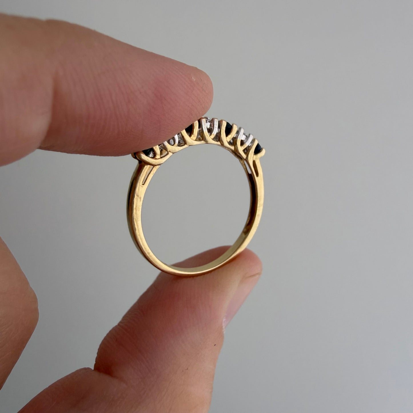 V I N T A G E // topaz hopscotch / 10k half eternity band with topaz and diamonds / size 6.75