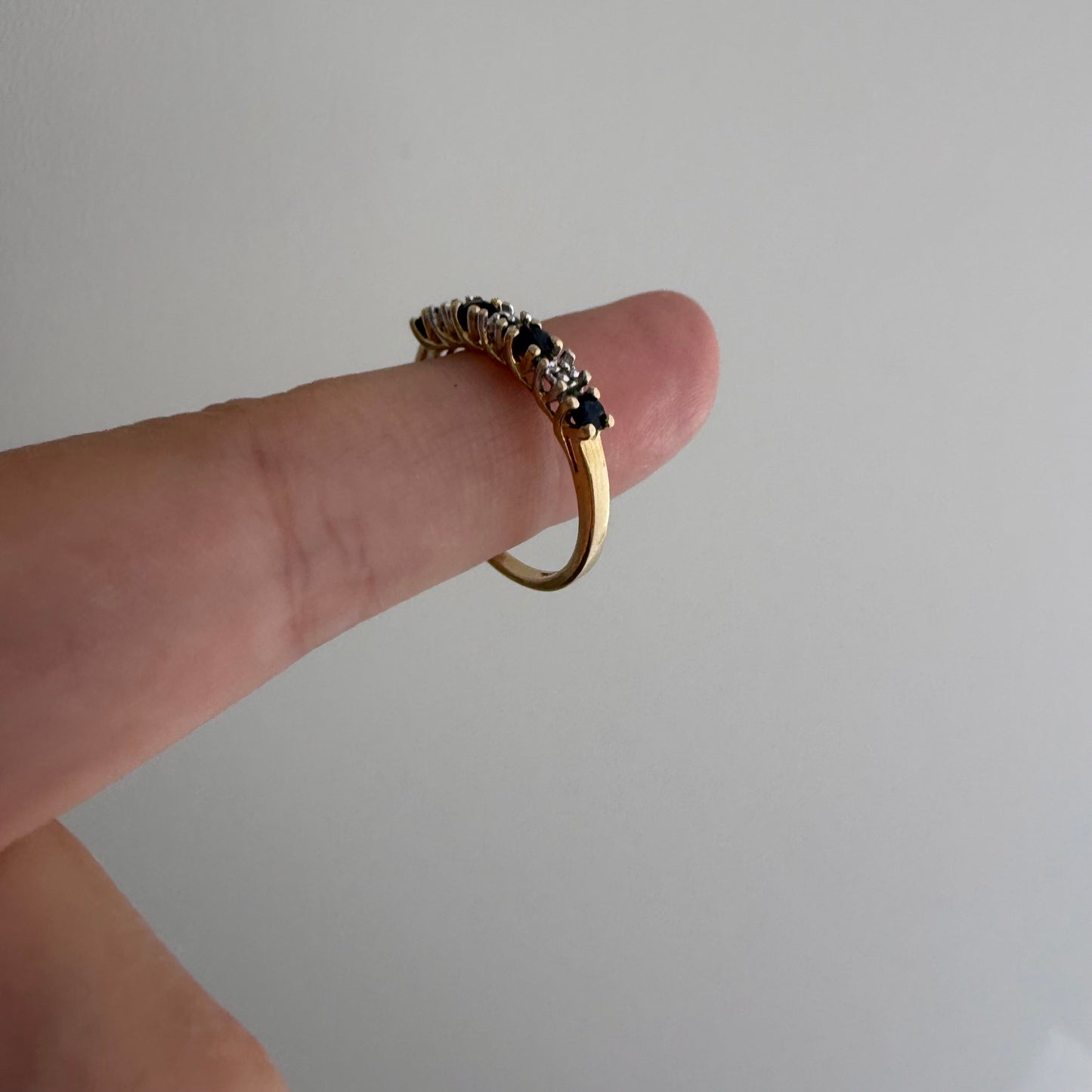 V I N T A G E // topaz hopscotch / 10k half eternity band with topaz and diamonds / size 6.75