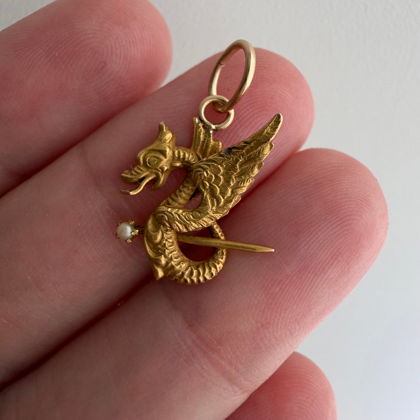 reimagined A N T I Q U E // griffin / 14k art nouveau or earlier stick pin conversion / a pendant