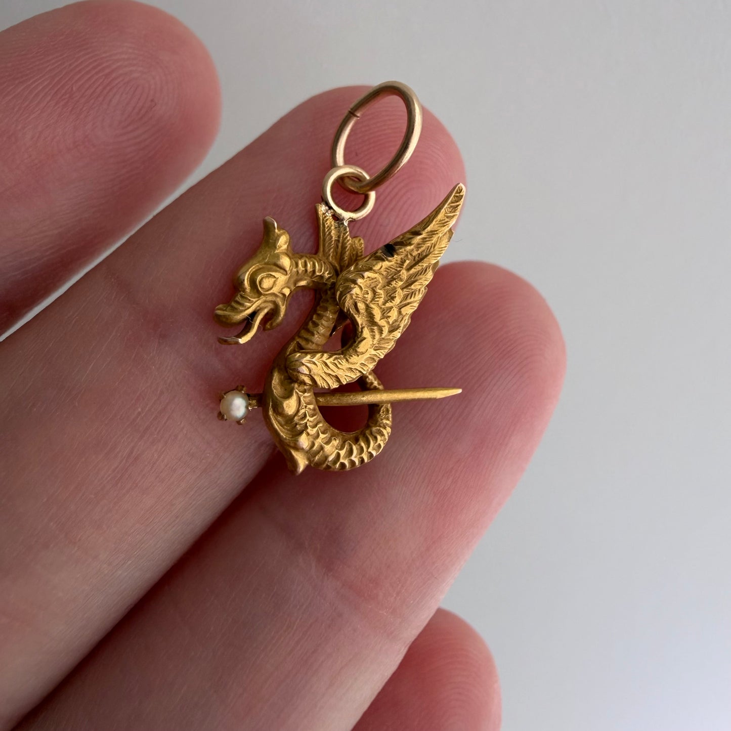 reimagined A N T I Q U E // griffin / 14k art nouveau or earlier stick pin conversion / a pendant