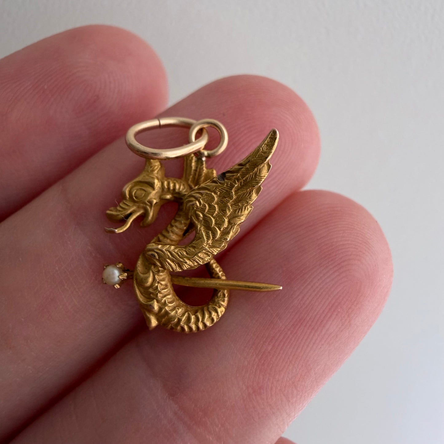 reimagined A N T I Q U E // griffin / 14k art nouveau or earlier stick pin conversion / a pendant