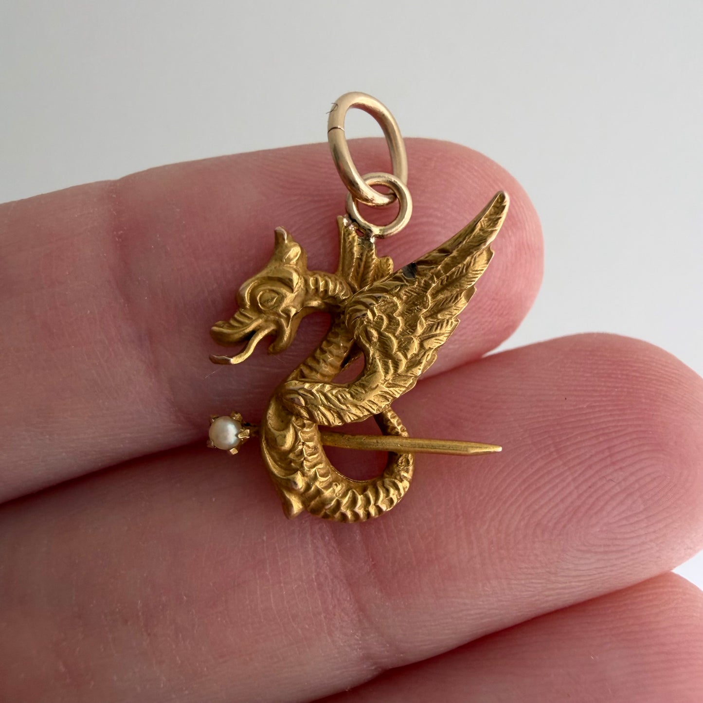 reimagined A N T I Q U E // griffin / 14k art nouveau or earlier stick pin conversion / a pendant