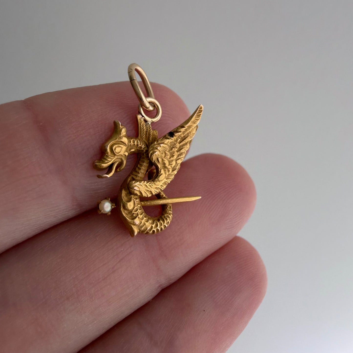 reimagined A N T I Q U E // griffin / 14k art nouveau or earlier stick pin conversion / a pendant