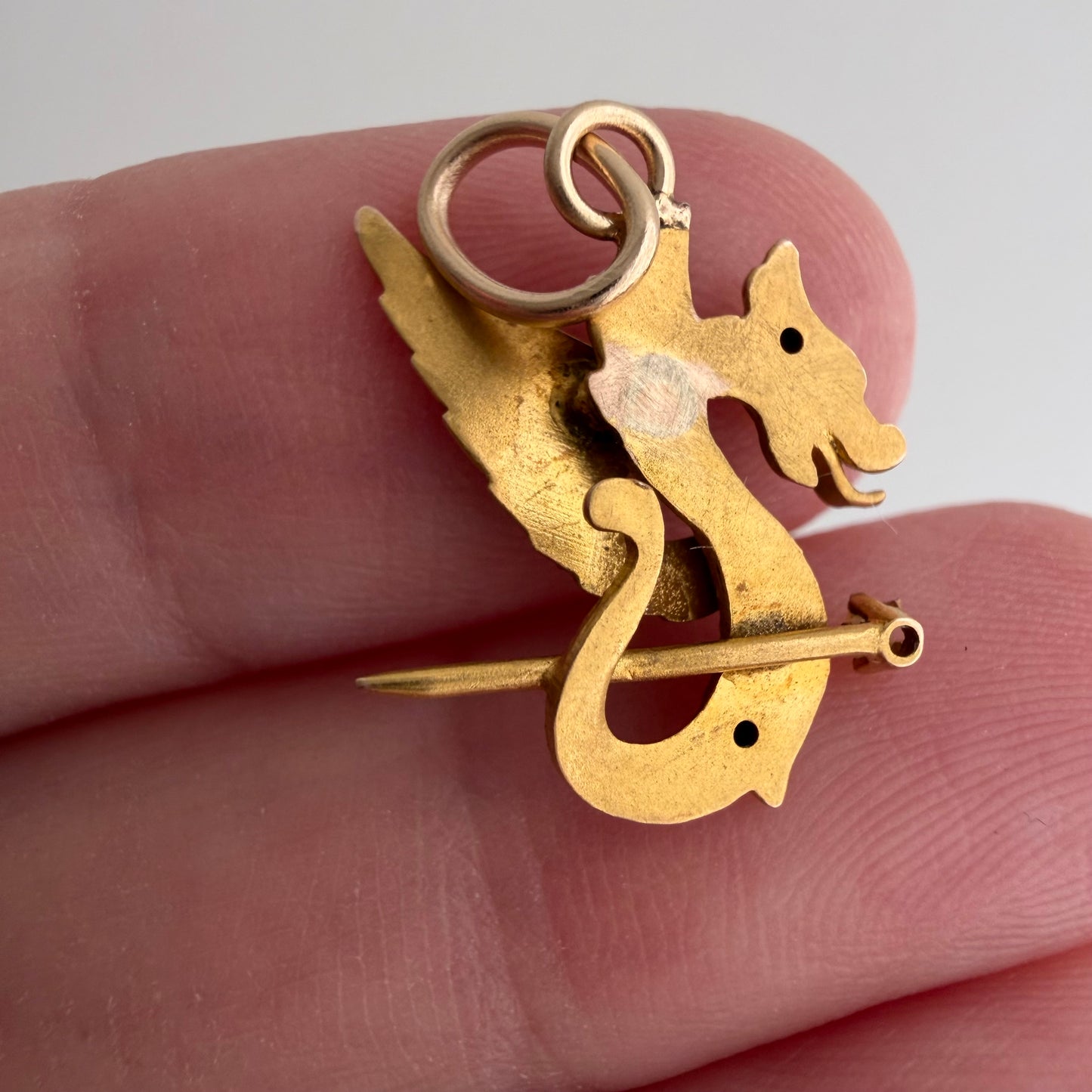 reimagined A N T I Q U E // griffin / 14k art nouveau or earlier stick pin conversion / a pendant