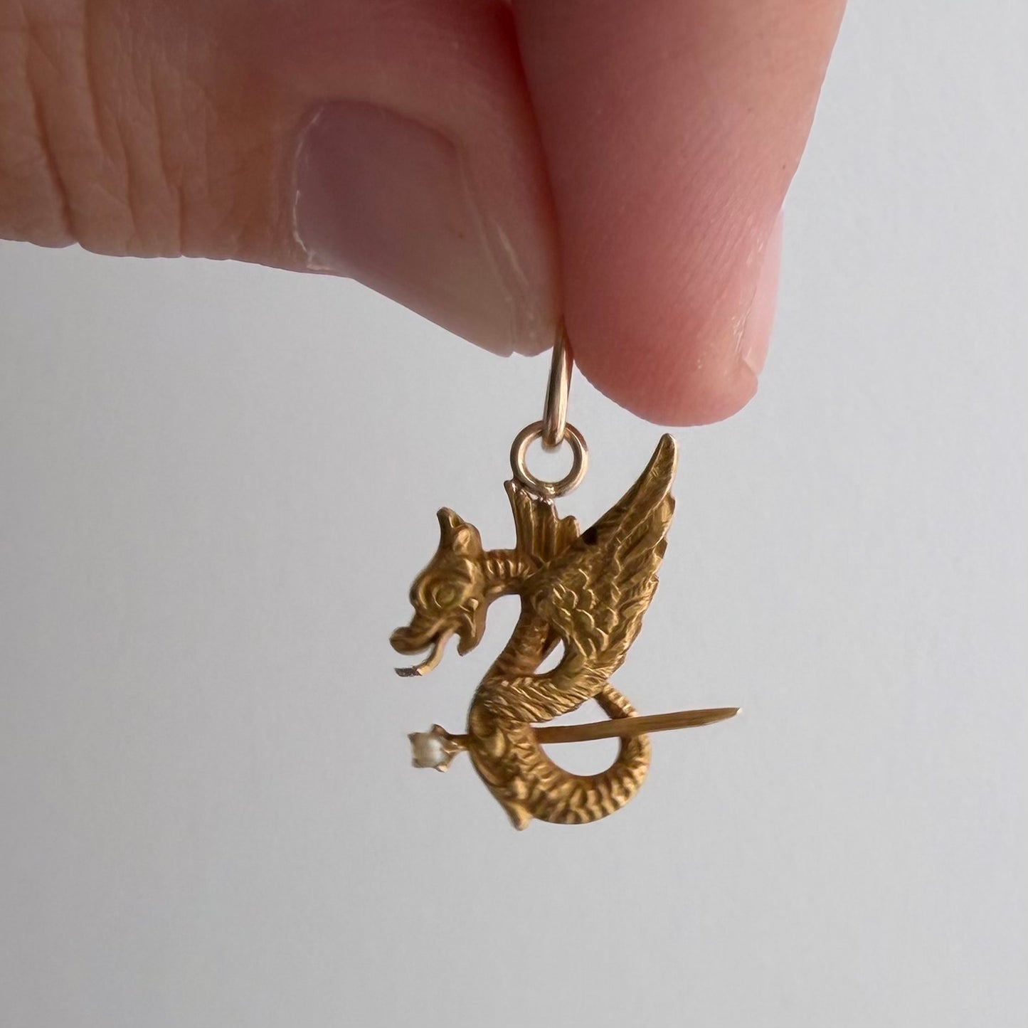 reimagined A N T I Q U E // griffin / 14k art nouveau or earlier stick pin conversion / a pendant