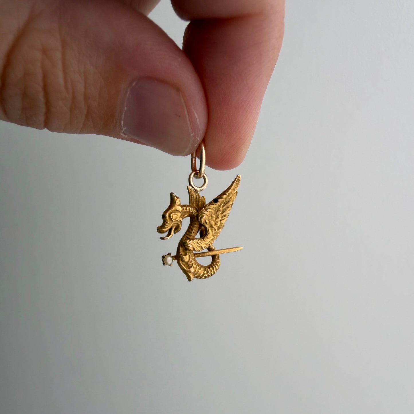 reimagined A N T I Q U E // griffin / 14k art nouveau or earlier stick pin conversion / a pendant
