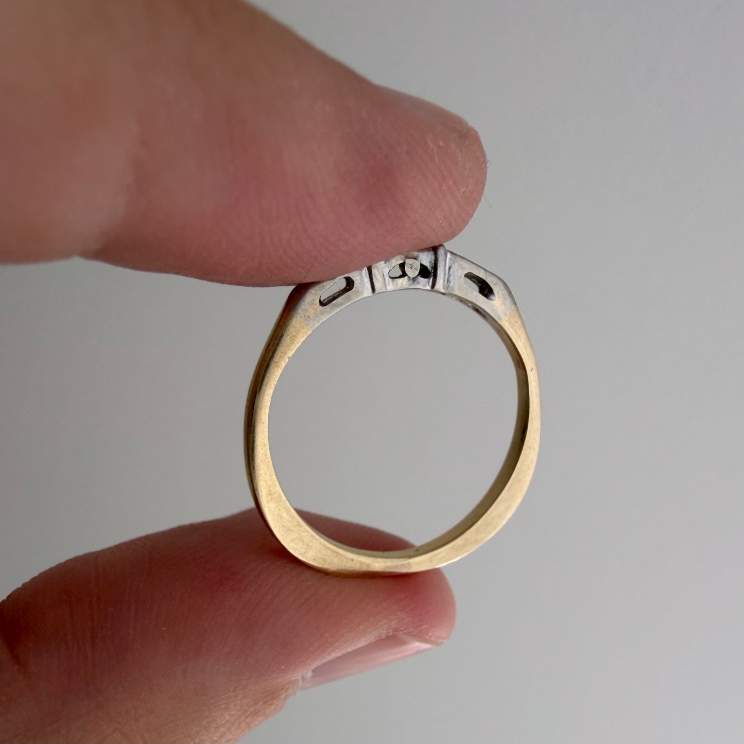 A N T I Q U E // deco delight / 14k yellow and white gold late art deco diamond band / size 5