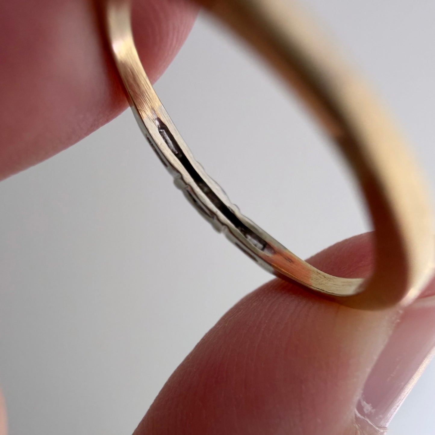A N T I Q U E // deco delight / 14k yellow and white gold late art deco diamond band / size 5