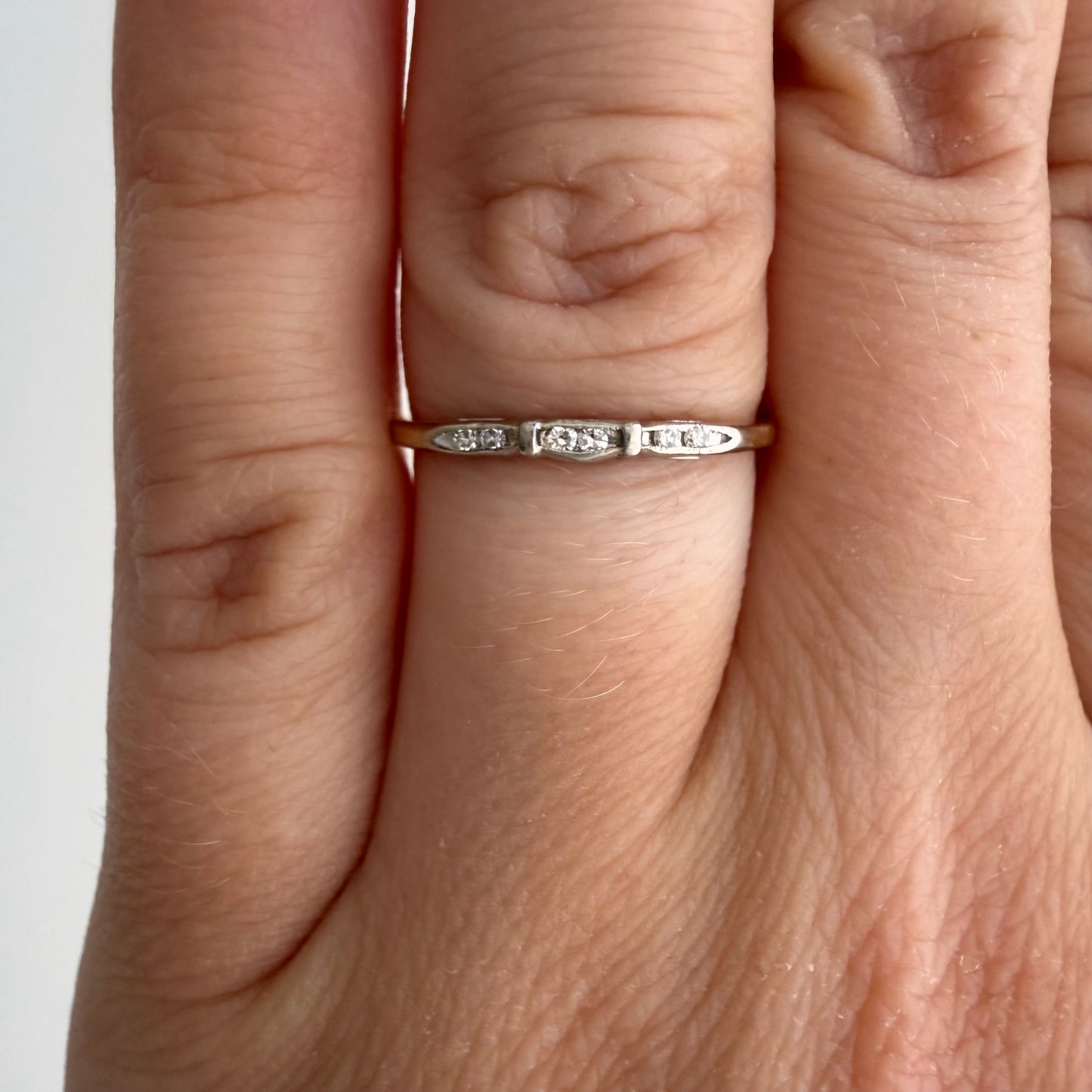 A N T I Q U E // deco delight / 14k yellow and white gold late art deco diamond band / size 5
