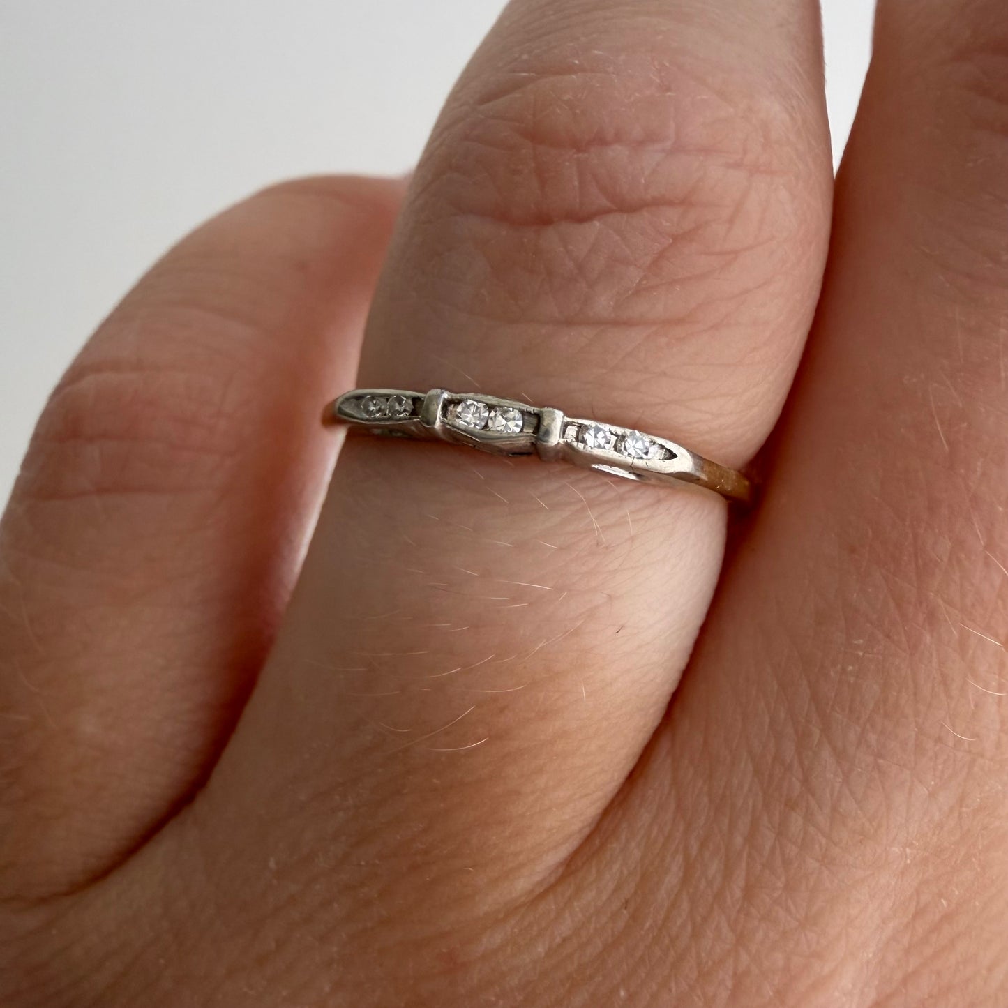 A N T I Q U E // deco delight / 14k yellow and white gold late art deco diamond band / size 5
