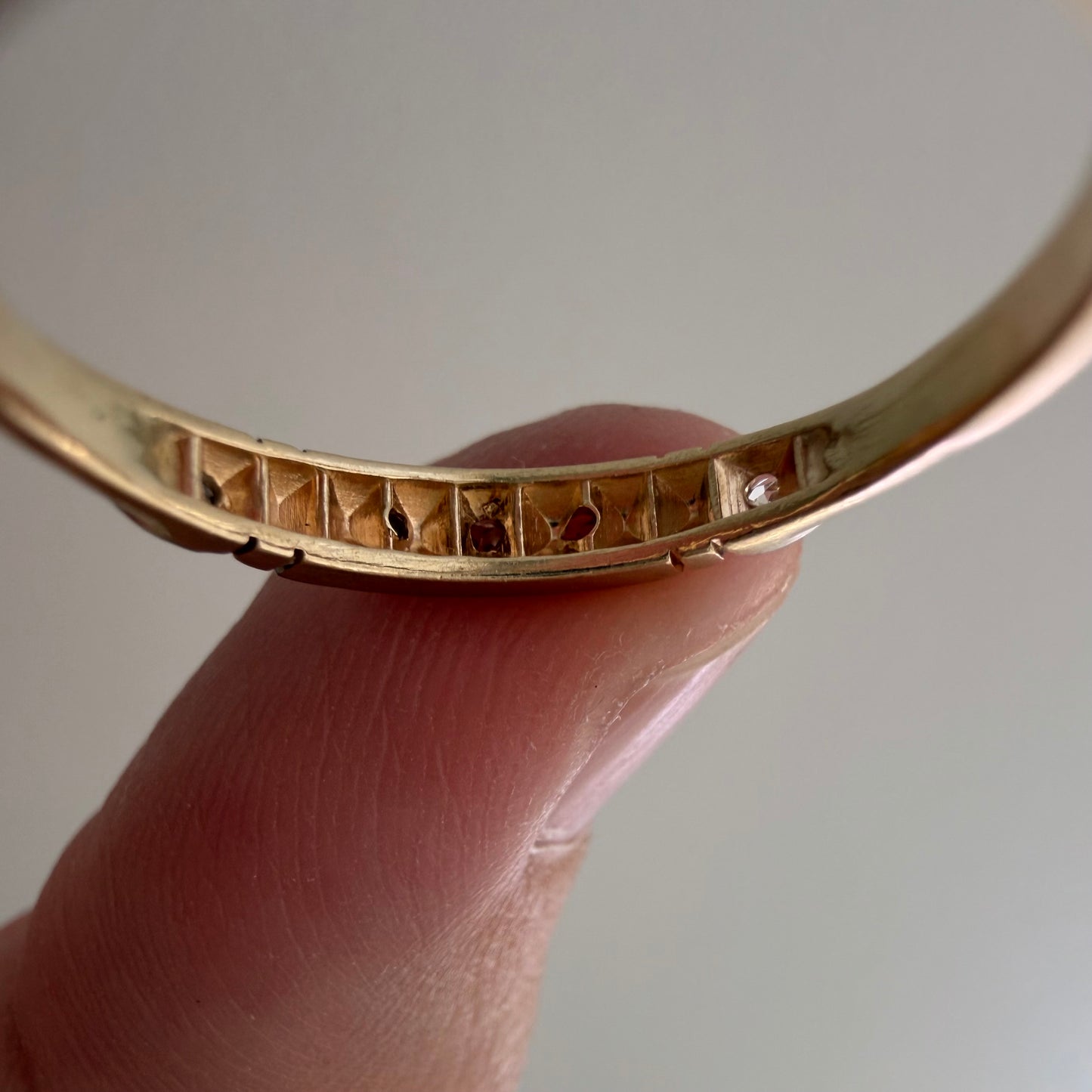 A N T I Q U E // deco stacker / 14k yellow and white gold old diamond half eternity band / size 6.75