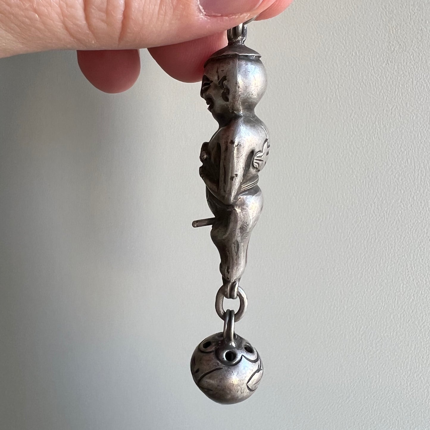 A N T I Q U E // dynamic fellow / Qing dynasty silver fertility figure / a pendant