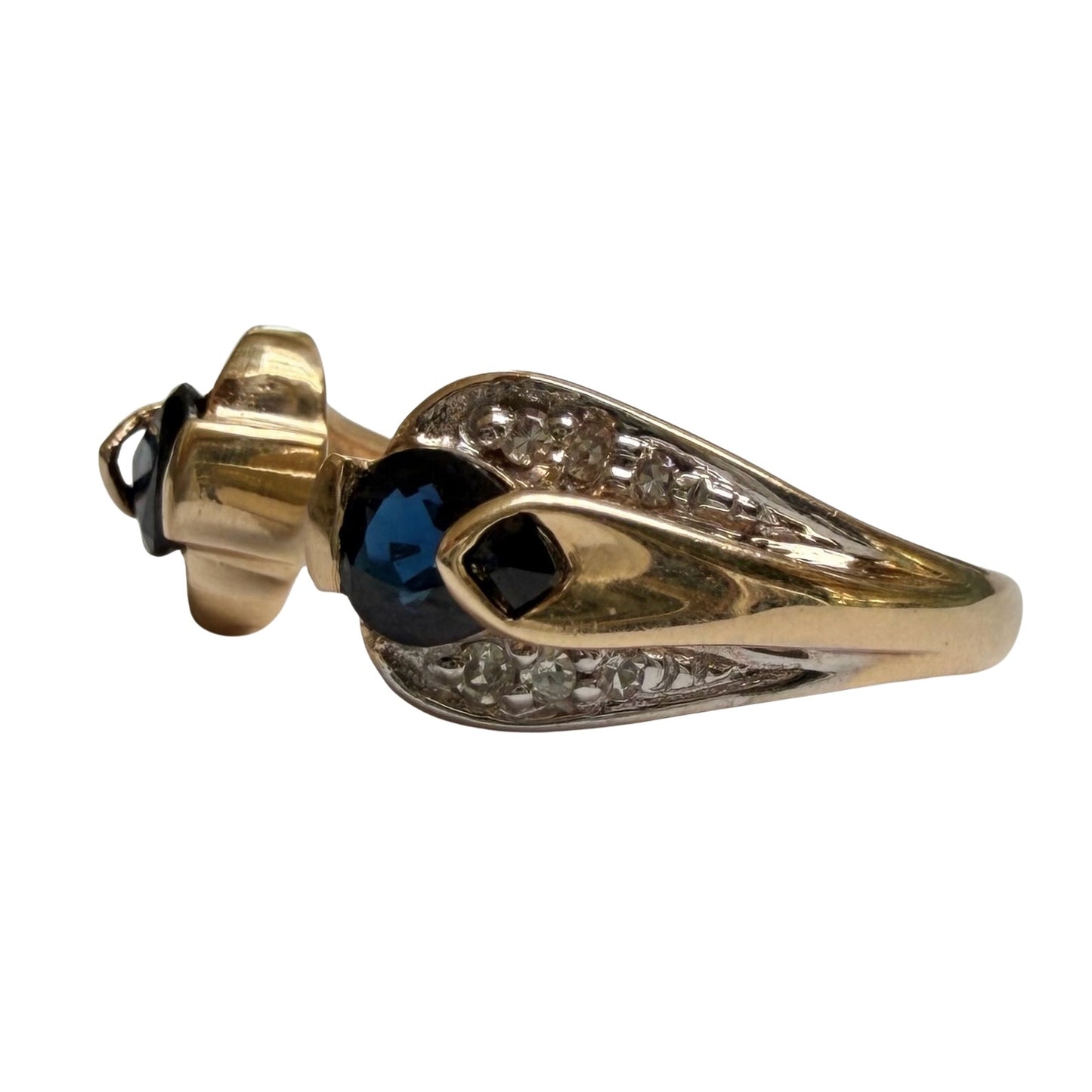 V I N T A G E // sweetest cobras / 10k double snake band with topaz and diamonds / size 7.25