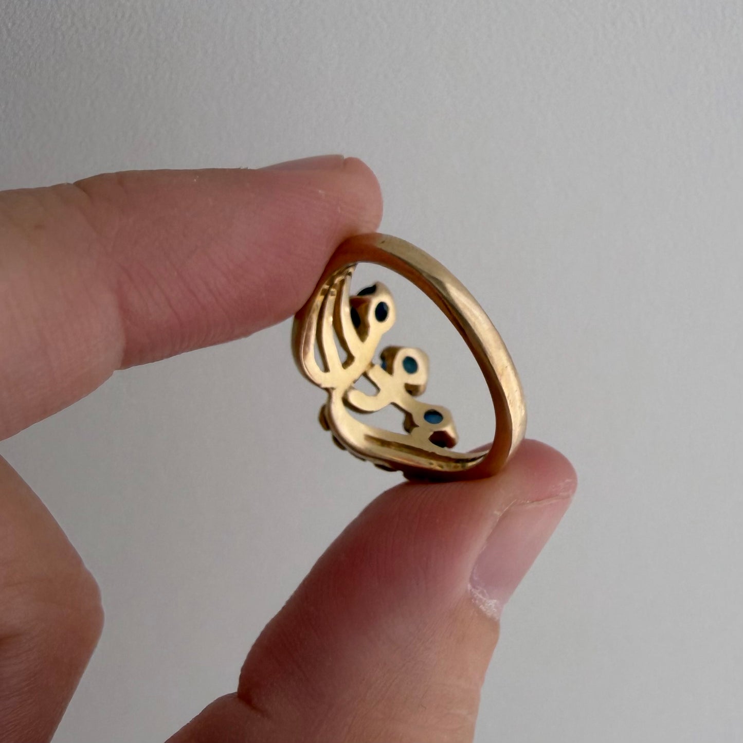 V I N T A G E // topaz blooms / 10k + nugget + topaz trilogy ring / size 5.25
