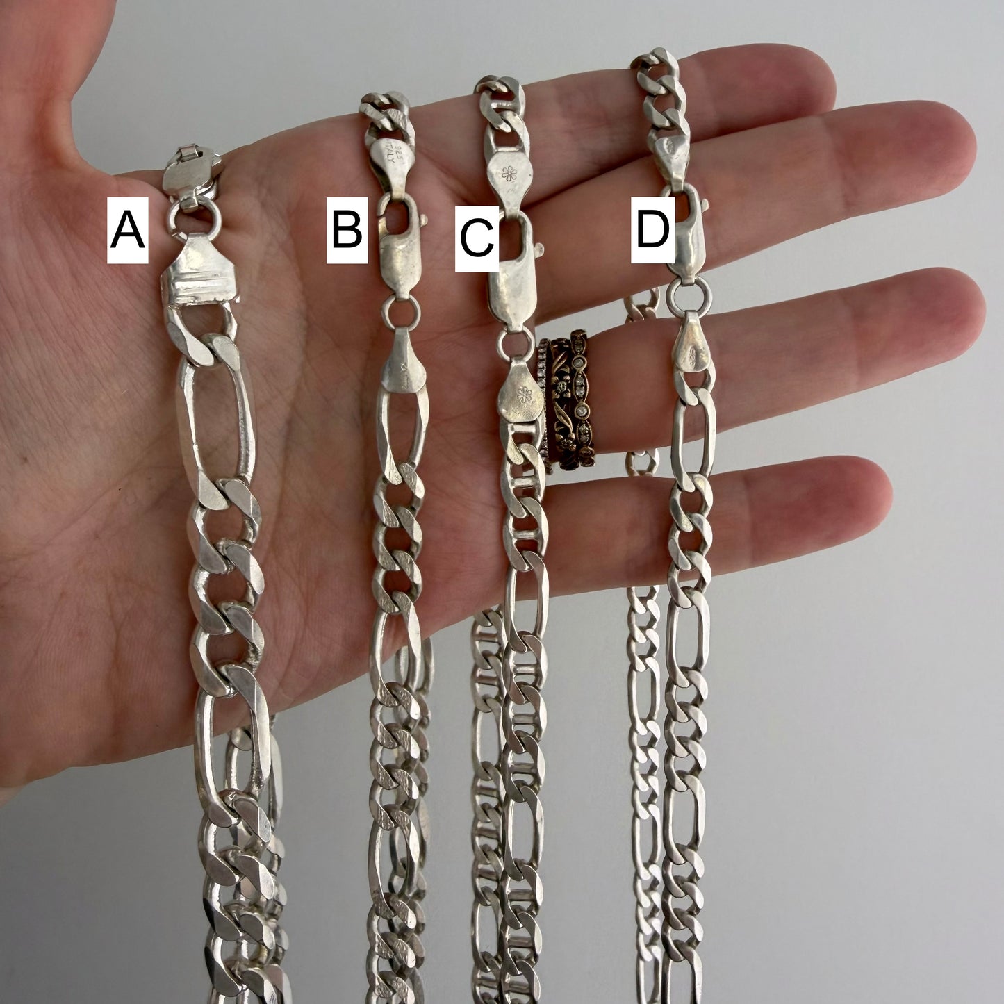 LIKE A LIVE // sterling silver chunky figaro link chains