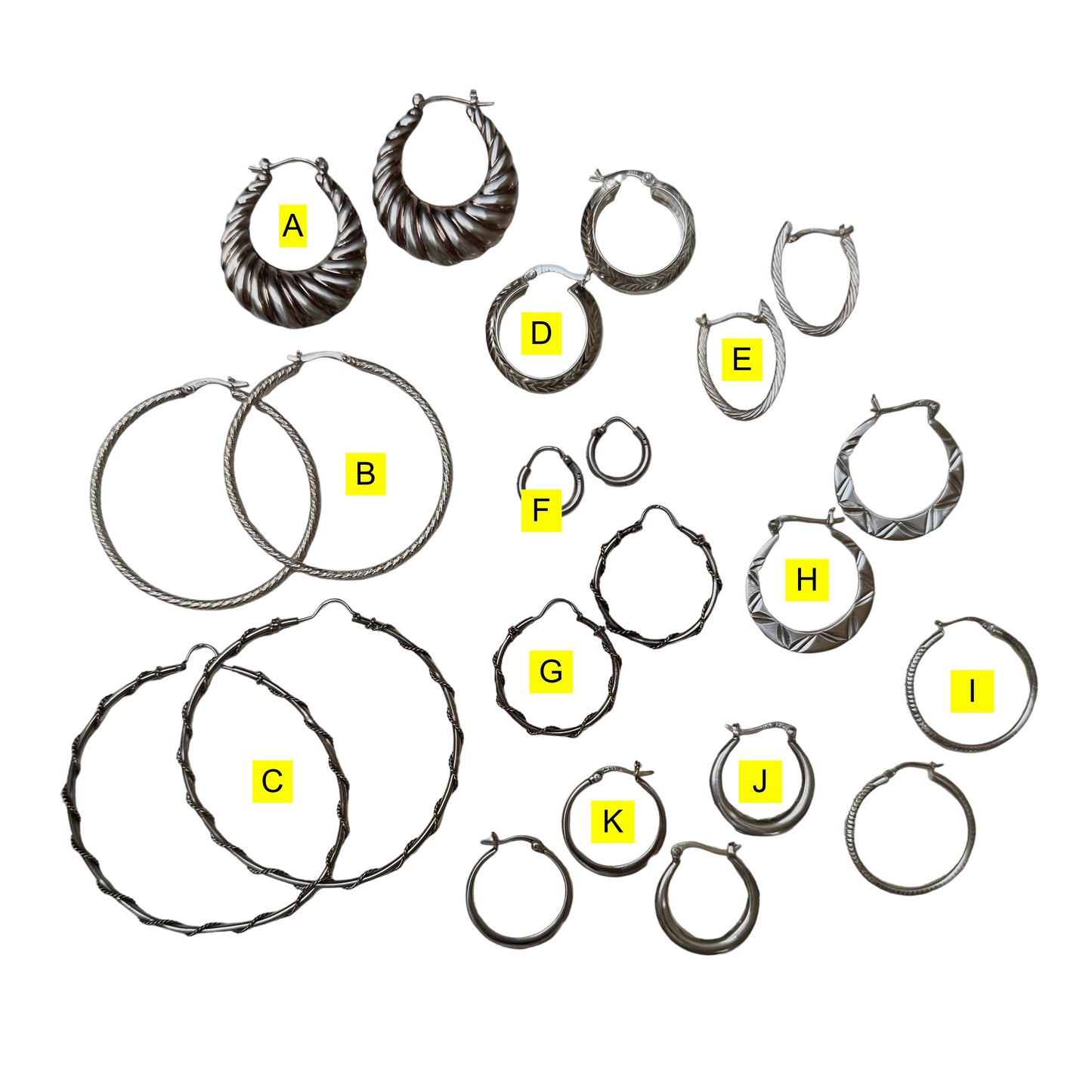 E S T A T E // a bunch of sterling silver hoop earrings