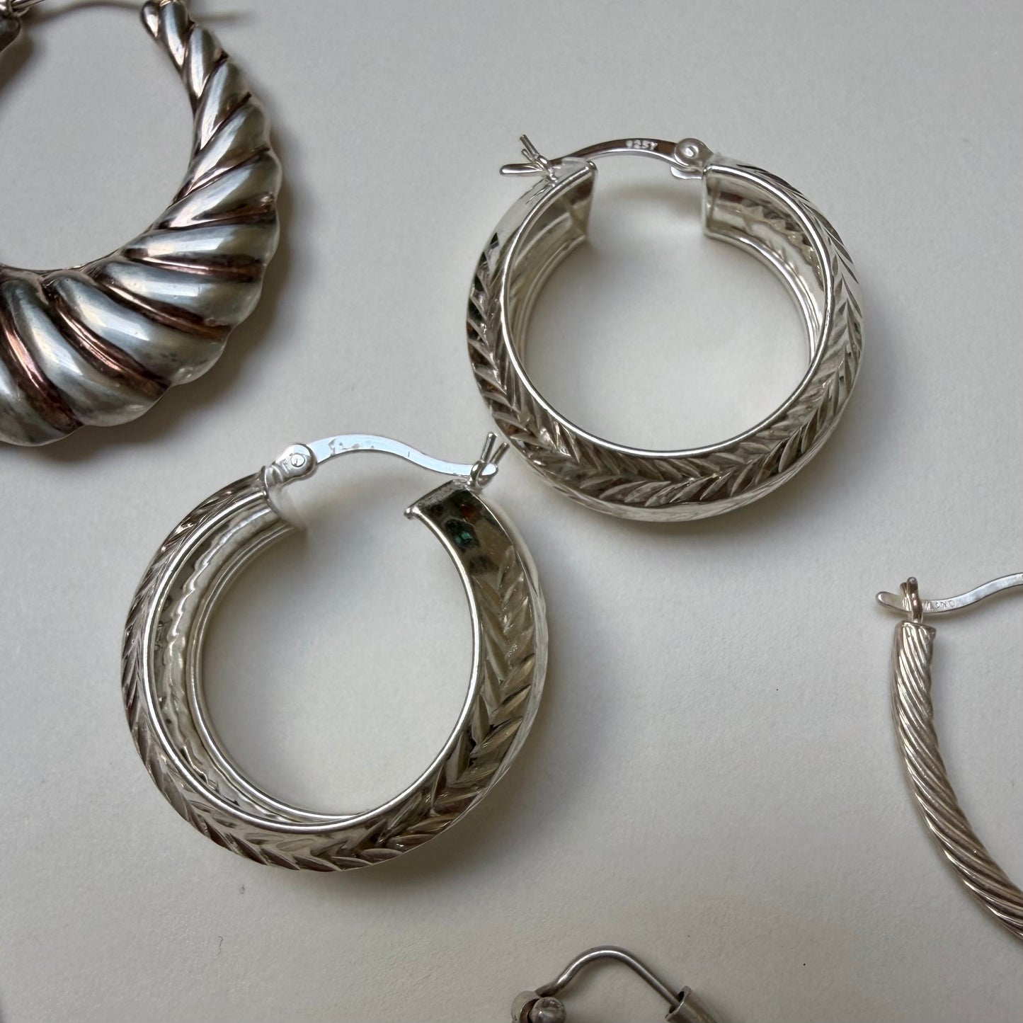 E S T A T E // a bunch of sterling silver hoop earrings