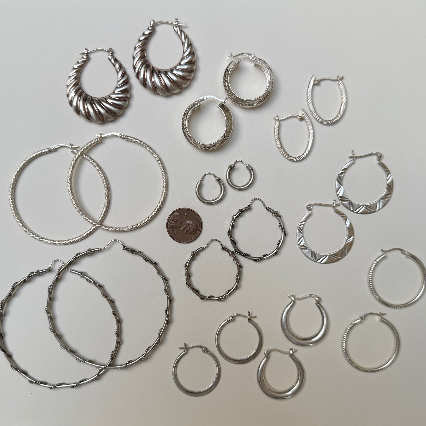 E S T A T E // a bunch of sterling silver hoop earrings