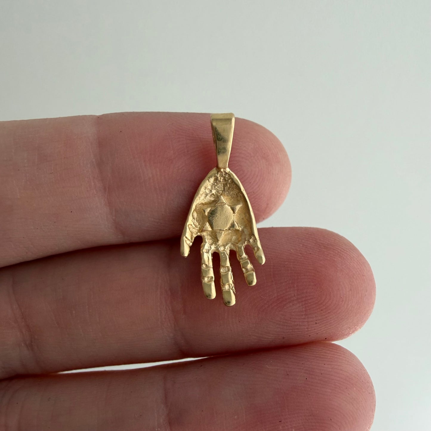 E S T A T E //  in your palm / 14k yellow gold double sided hamsa palm with sun or Star of David / a pendant