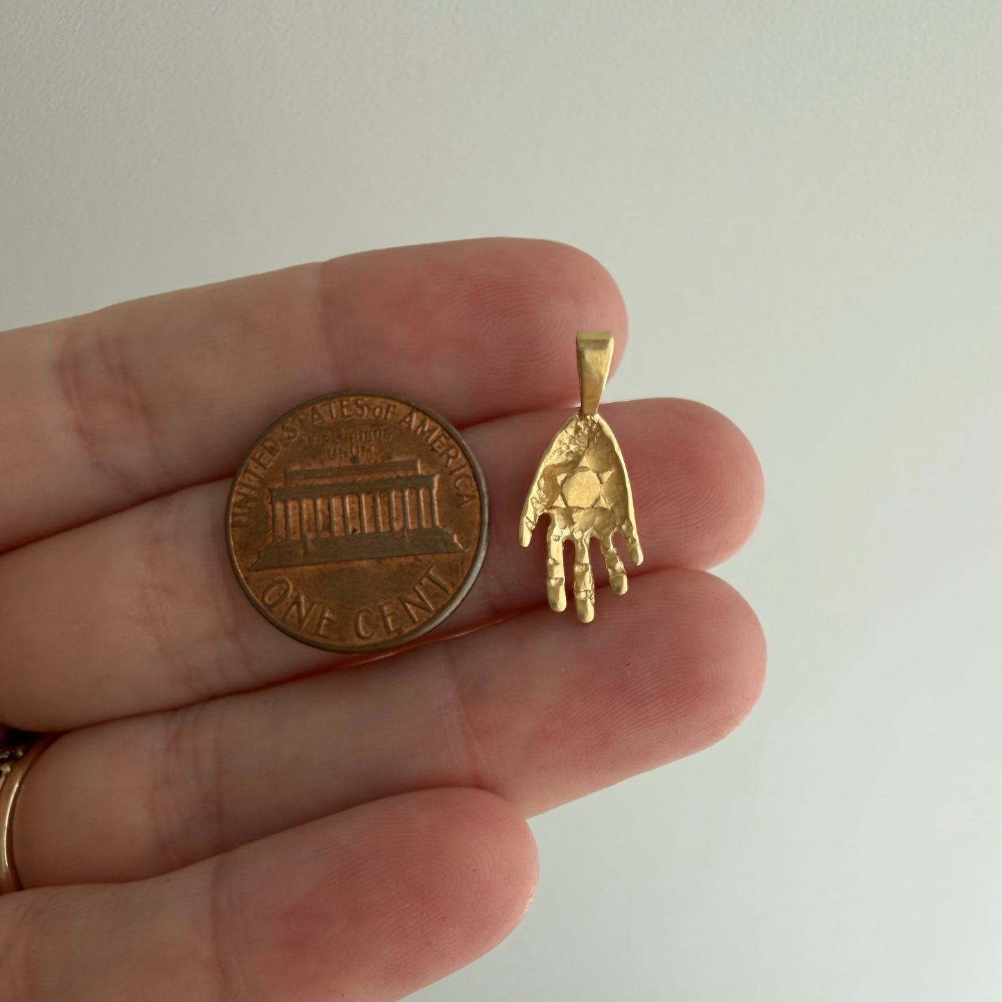 E S T A T E //  in your palm / 14k yellow gold double sided hamsa palm with sun or Star of David / a pendant