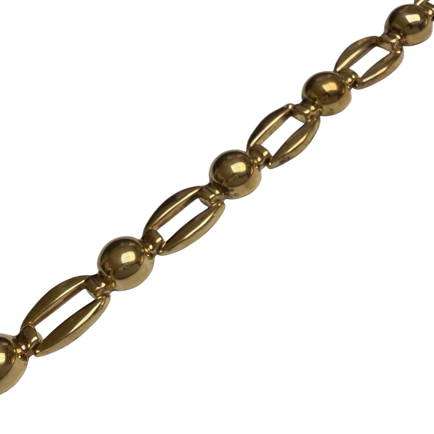V I N T A G E // almost anchor / fancy hollow open and orb flat link bracelet / 7.5", 7.8g