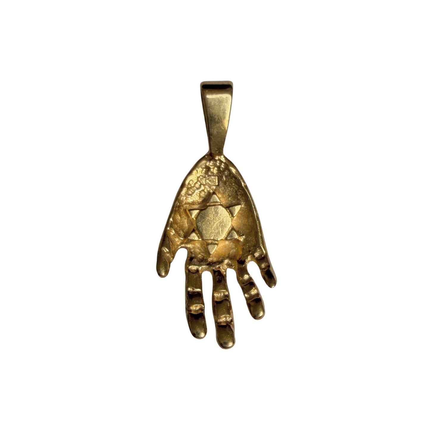 E S T A T E //  in your palm / 14k yellow gold double sided hamsa palm with sun or Star of David / a pendant