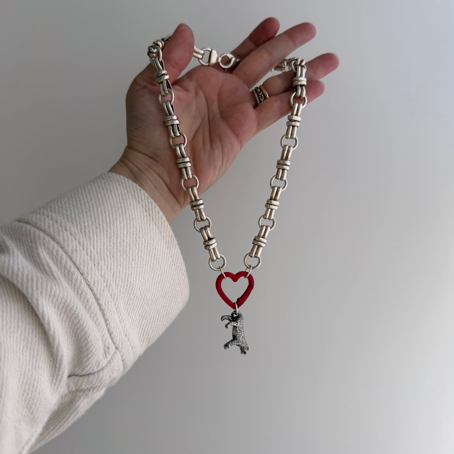 reimagined V I N T A G E // craft and crafty / re-worked sterling silver fancy trombone link necklace / 16.75", 37.9g