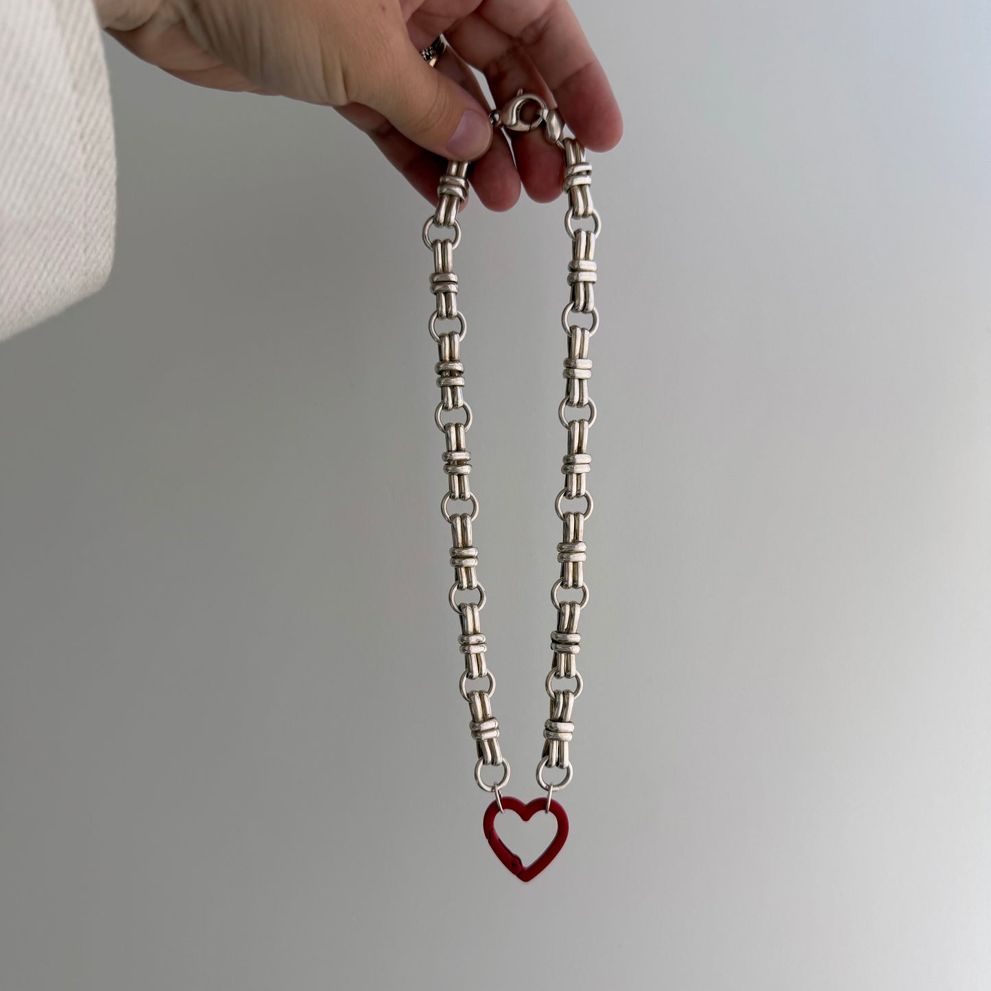 reimagined V I N T A G E // craft and crafty / re-worked sterling silver fancy trombone link necklace / 16.75", 37.9g
