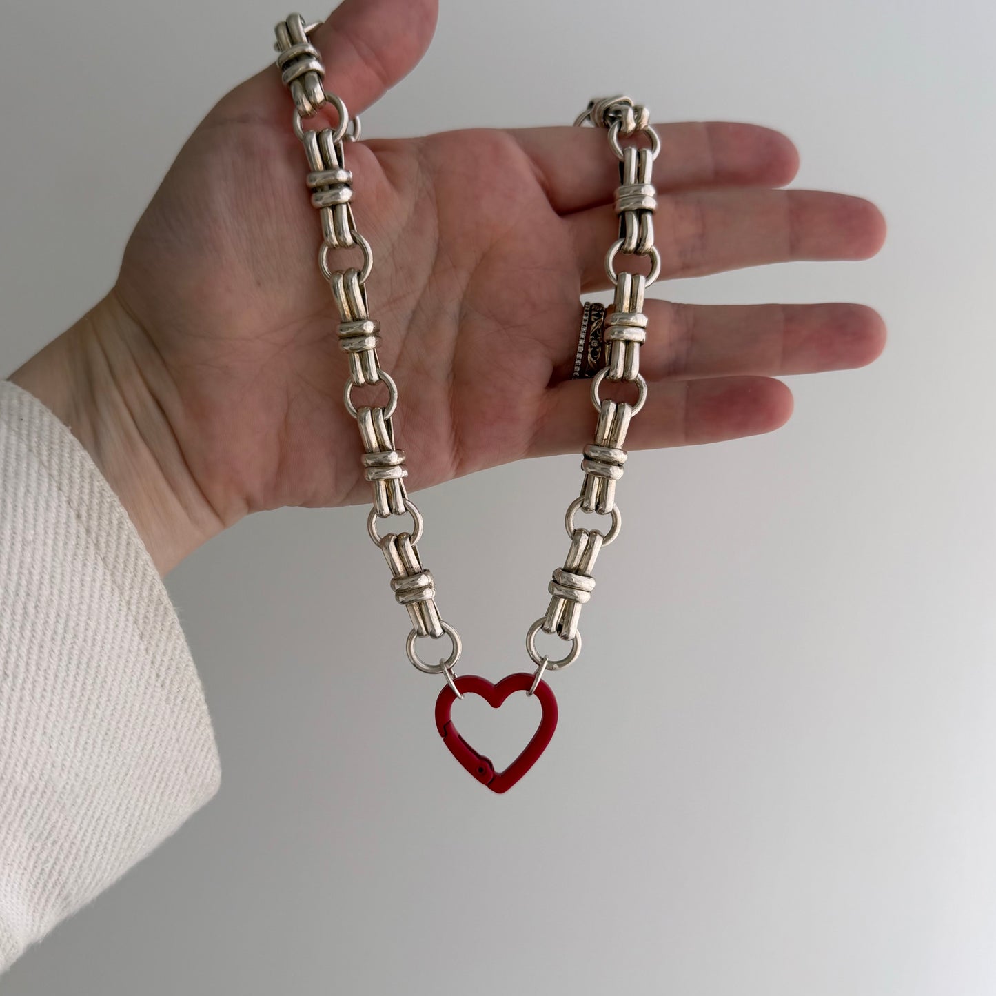 reimagined V I N T A G E // craft and crafty / re-worked sterling silver fancy trombone link necklace / 16.75", 37.9g