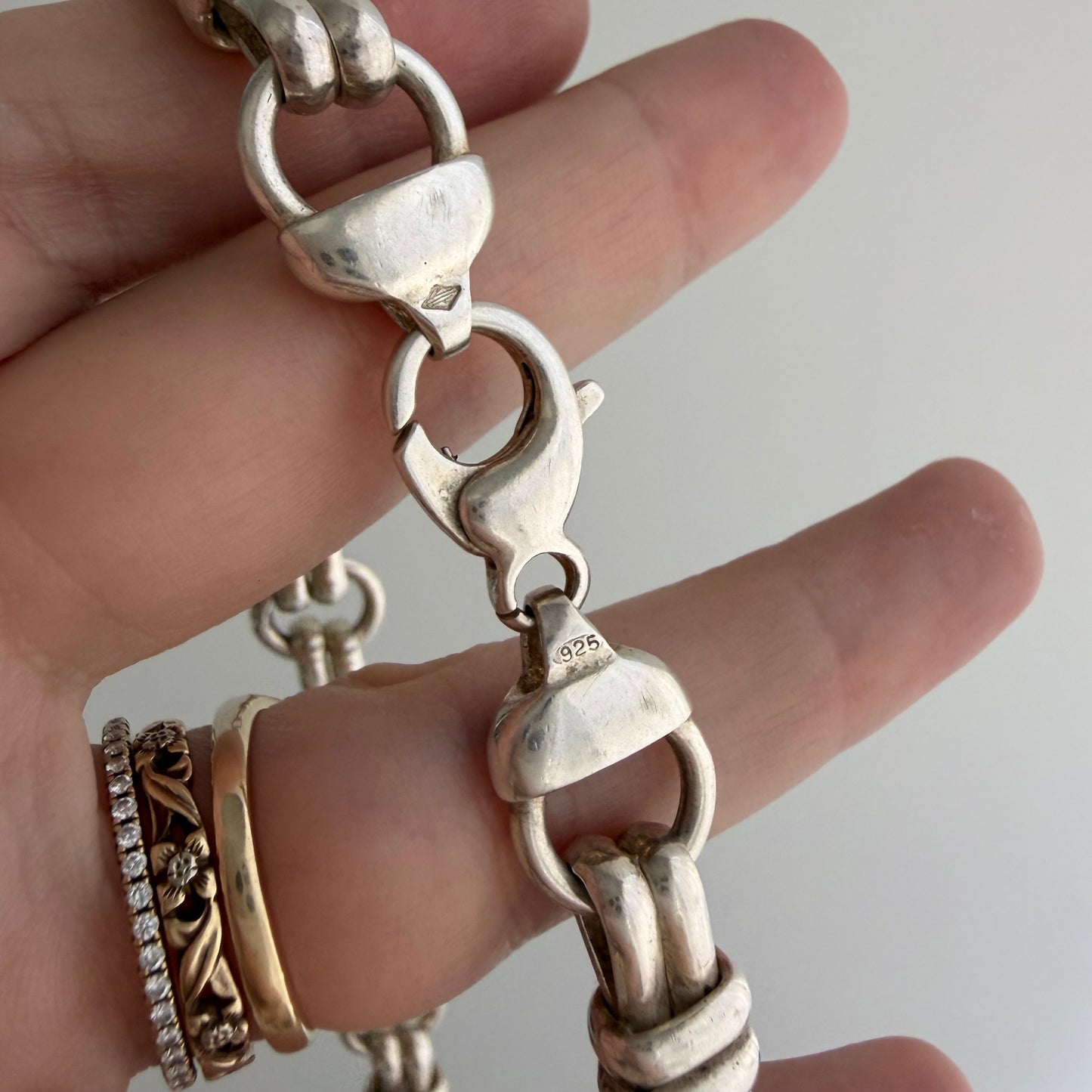 reimagined V I N T A G E // craft and crafty / re-worked sterling silver fancy trombone link necklace / 16.75", 37.9g
