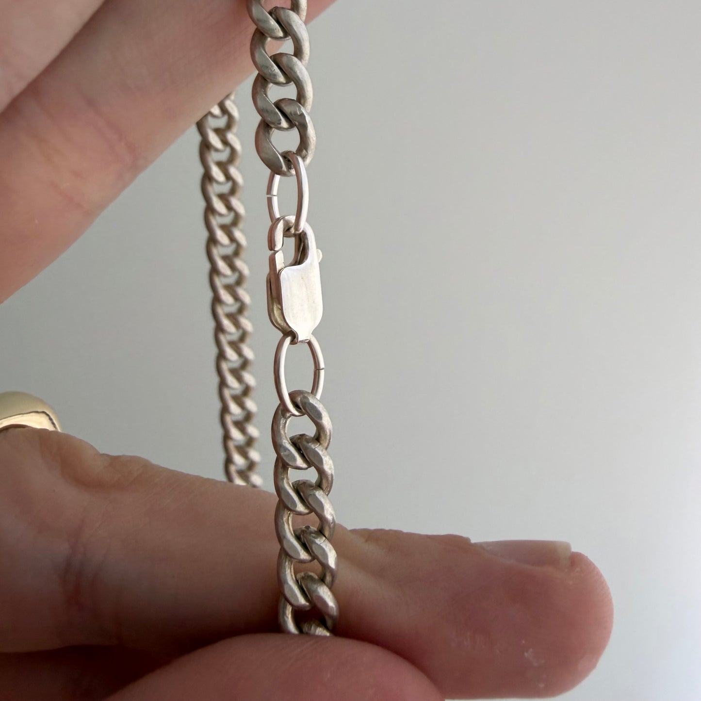 reimagined V I N T A G E // craft and crafty / re-worked sterling silver flat tight curb chain necklace / 19.5", 27.3g