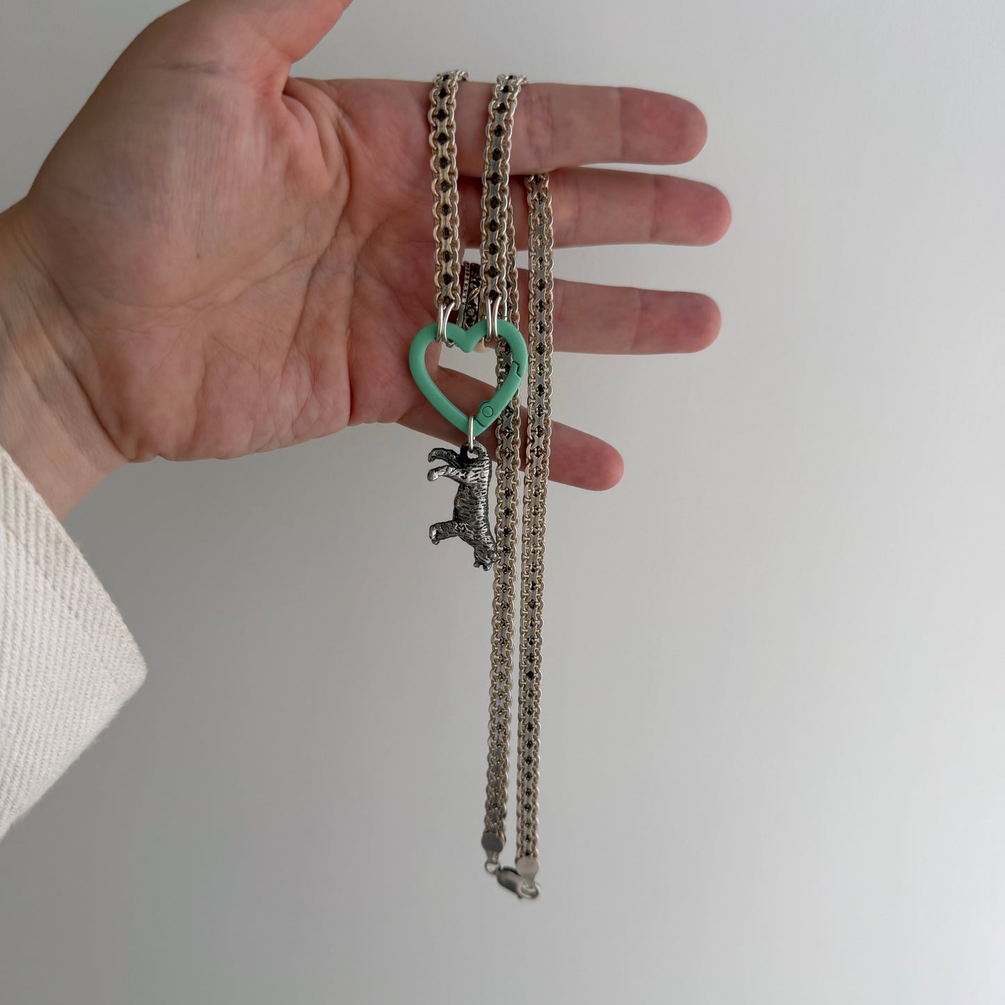 reimagined V I N T A G E // craft and crafty / re-worked sterling silver flat woven chain necklace / 20.5", 28.3g