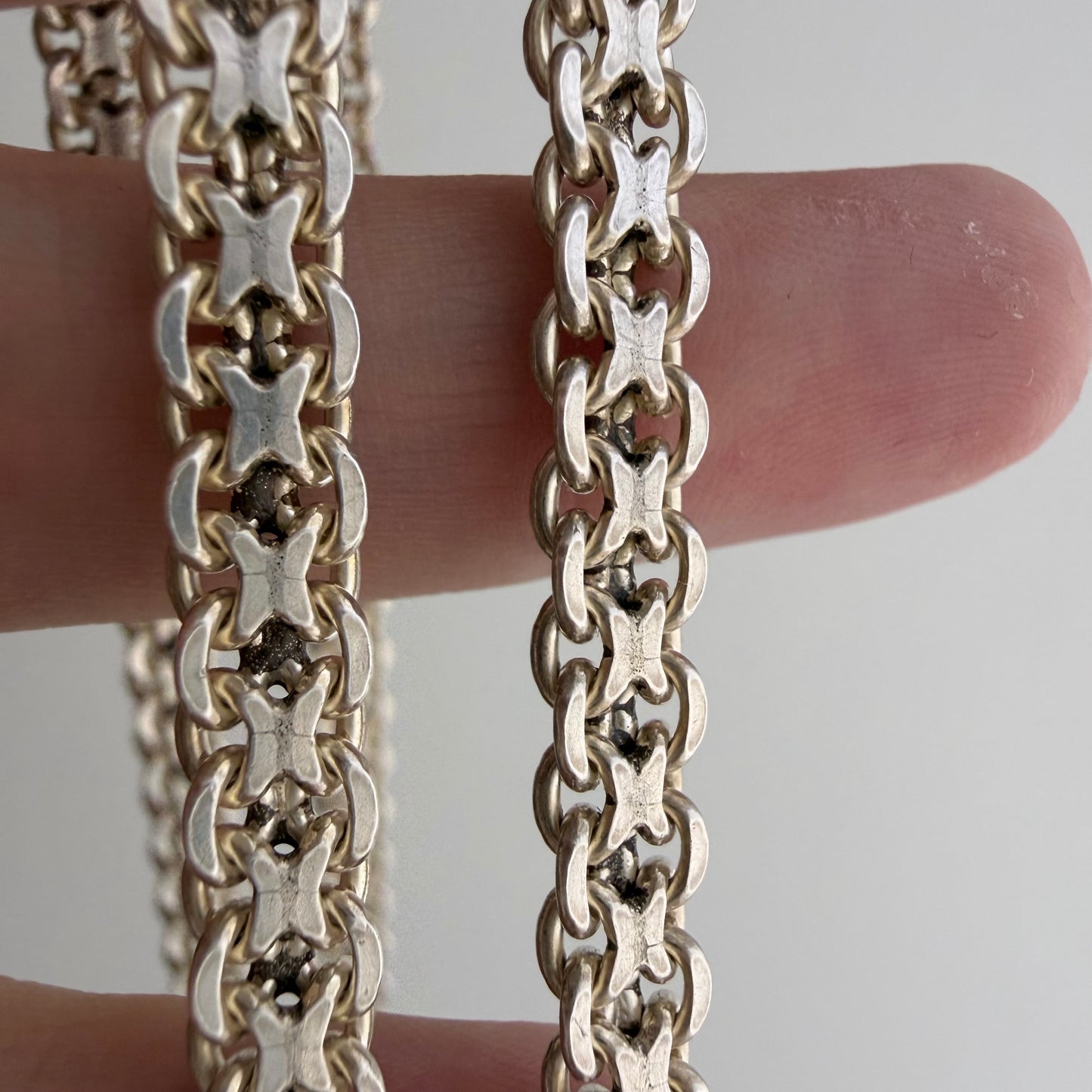 reimagined V I N T A G E // craft and crafty / re-worked sterling silver flat woven chain necklace / 20.5", 28.3g